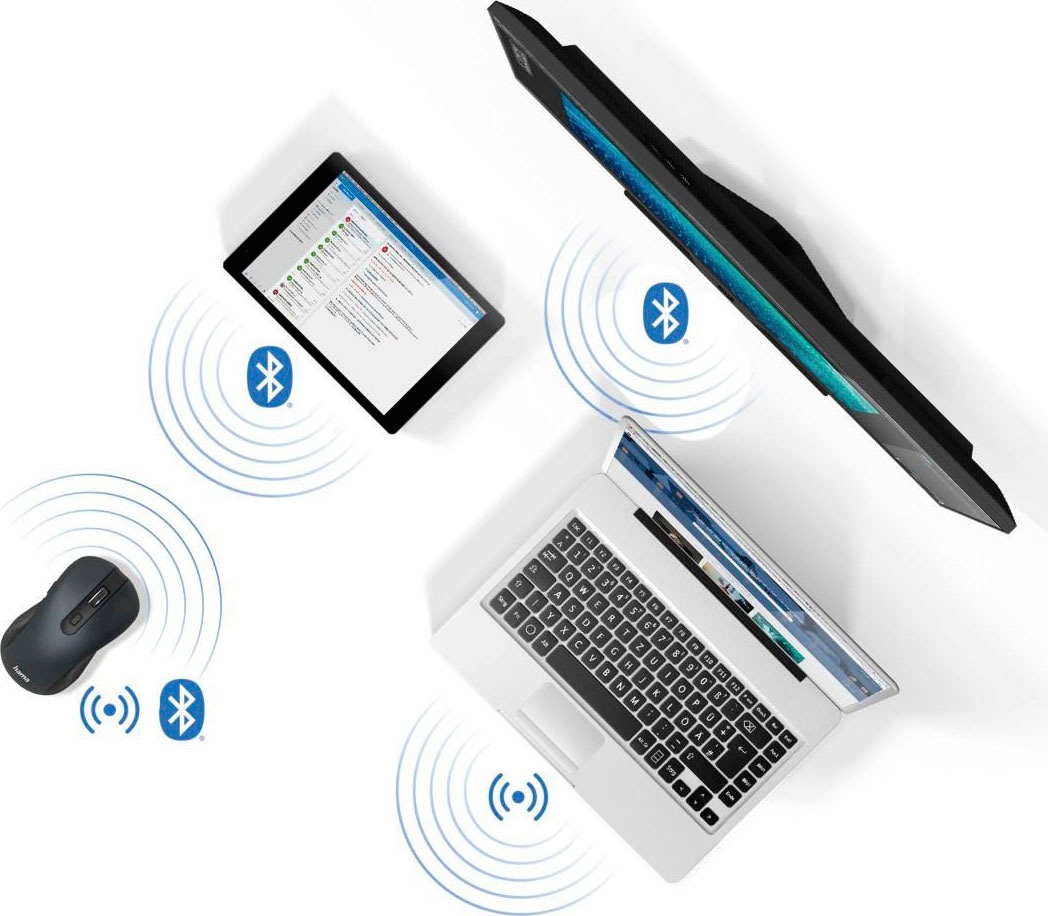 Hama Maus »Optische 6-Tasten-Multi-Device-Maus "MW-650", USB-A Bluetooth Maus«, Bluetooth