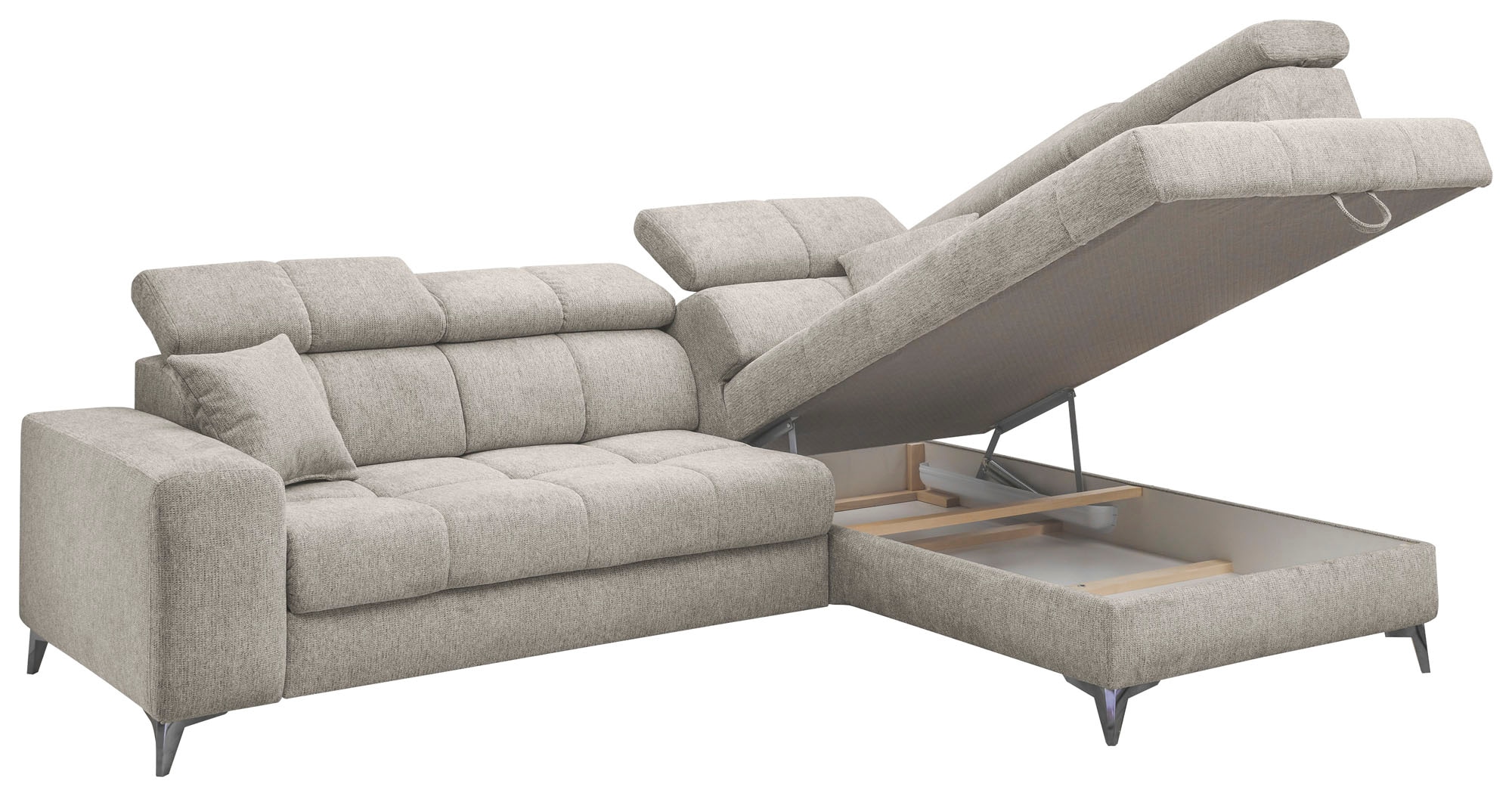 ED EXCITING DESIGN Ecksofa »Sydney L-Form« motorischer Sitztiefenverstellung, USB-Port & 2 Zierkissen