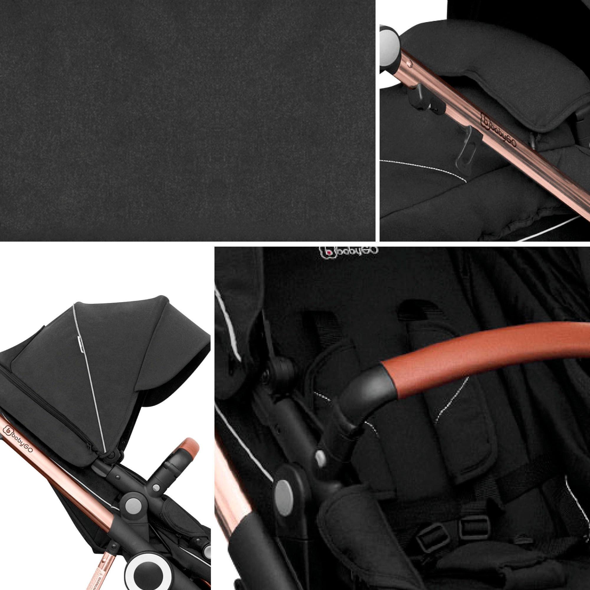 BabyGo Kombi-Kinderwagen »Halime 3in1«, inklusive Babywanne, Babyschale, Regenhaube & Wickeltasche