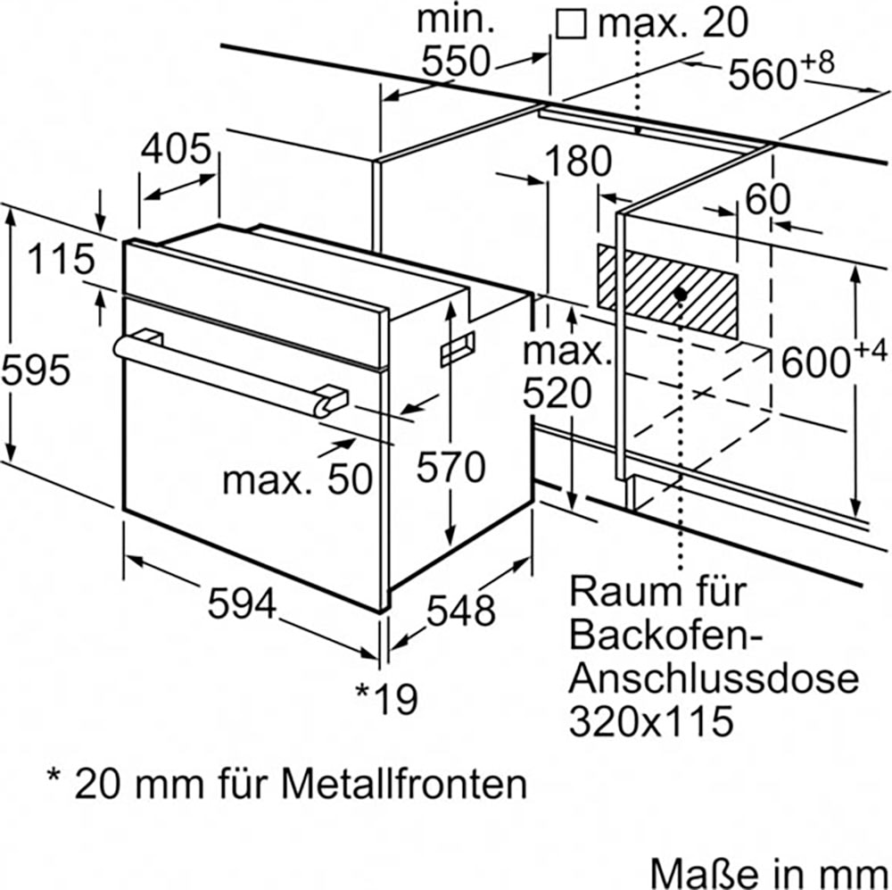 SIEMENS Einbaubackofen »HB113FBS1«, iQ100, HB113FBS1, mit Teleskopauszug nachrüstbar