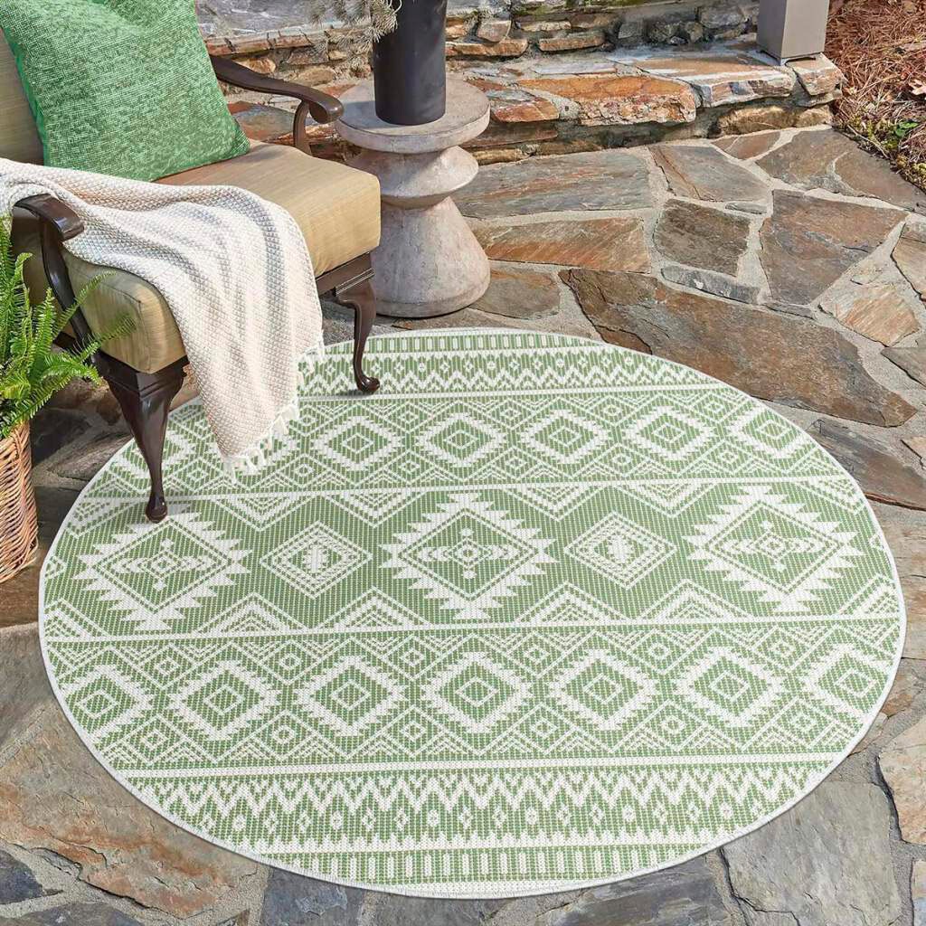 Carpet City Teppich »Palm«, rund, Wetterfest & UV-beständig, für Balkon,  Terrasse, Küche, flach gewebt online kaufen