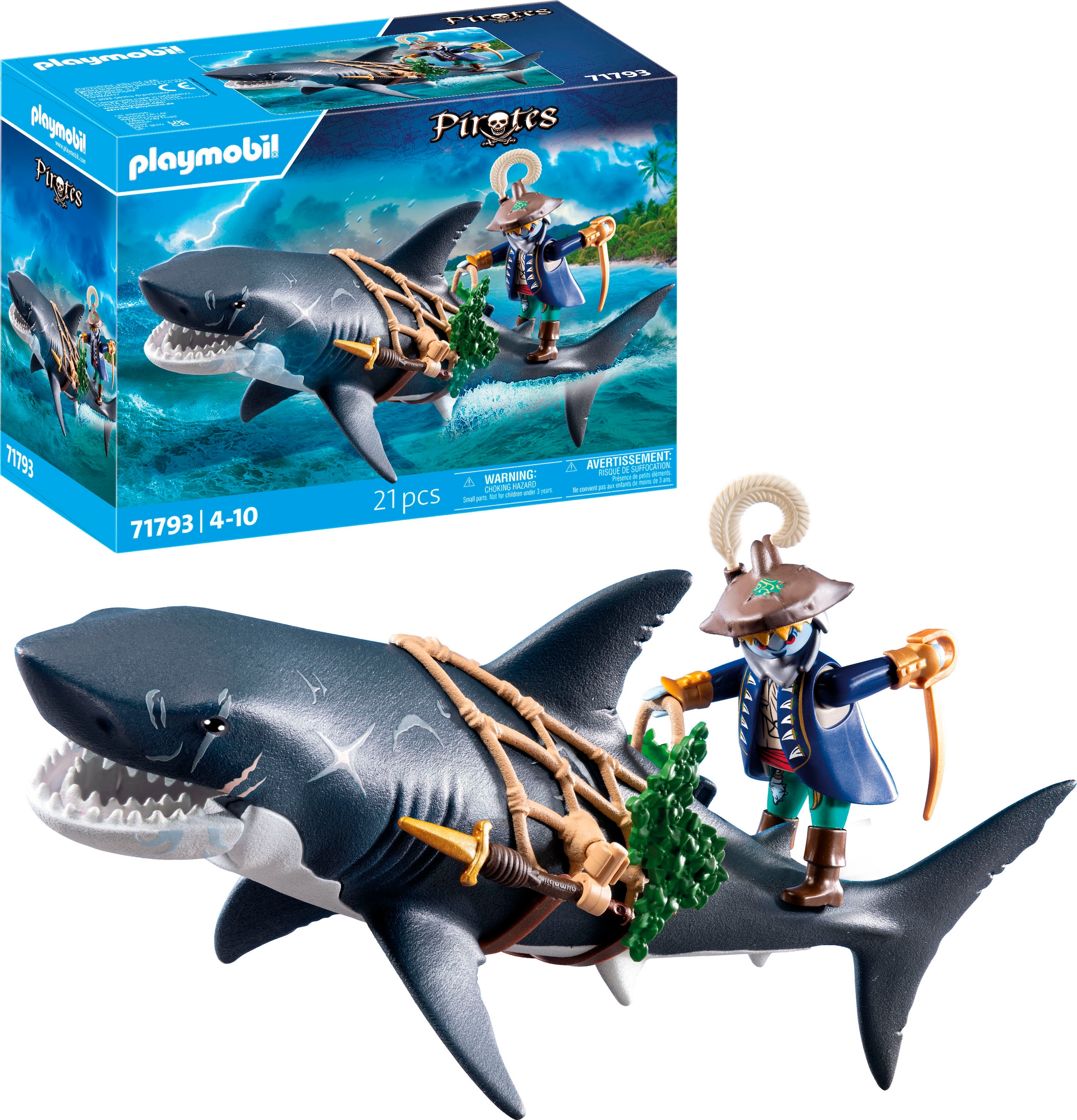 Playmobil® Konstruktions-Spielset »Gefahr durch Riesenhai (71793), Playmobil Pirates«, (21 St.)