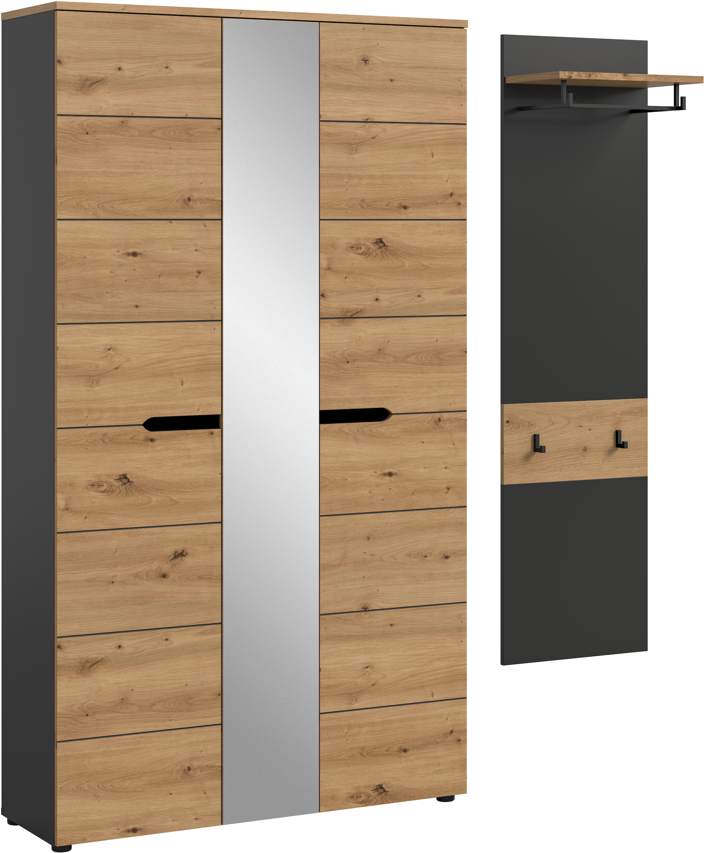 Home affaire Garderoben-Set »REHAT, TOPSELLER!, 2-teilig, Breite 165 cm, individuell stellbar« Set, best. aus: Garderobenschrank & Garderobenpaneel, 2 Stk. tlg.