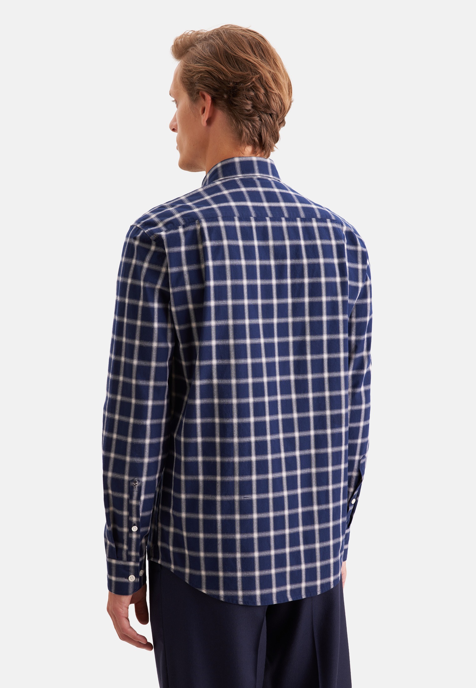 seidensticker Businesshemd Regular 1/1 Button-Down-Kragen Karo