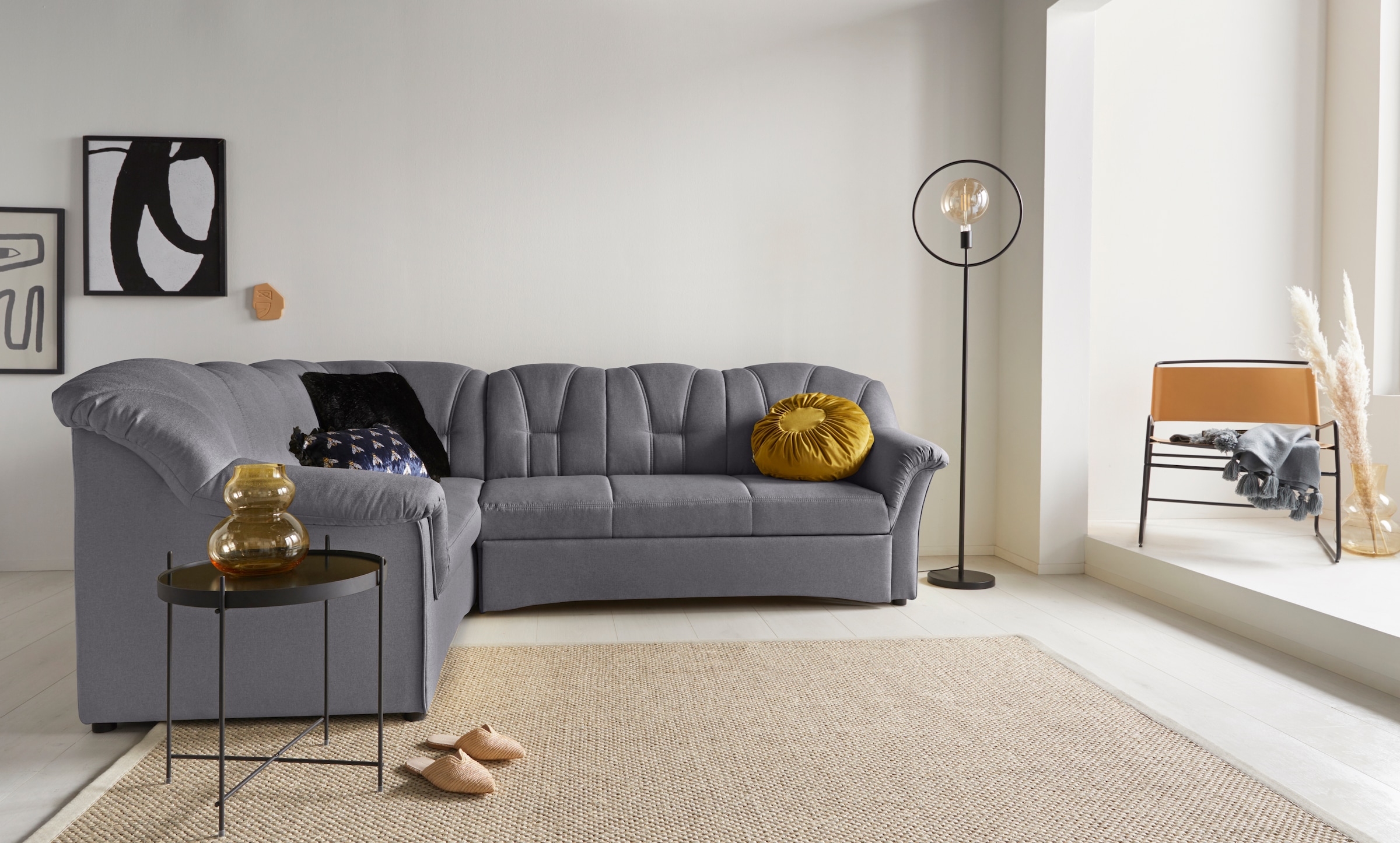 DOMO collection Ecksofa »Papenburg B/T/H: 242/190/84 cm L-Form«, wahlweise mit Bettfunktion, Langer Schenkel links oder rechts