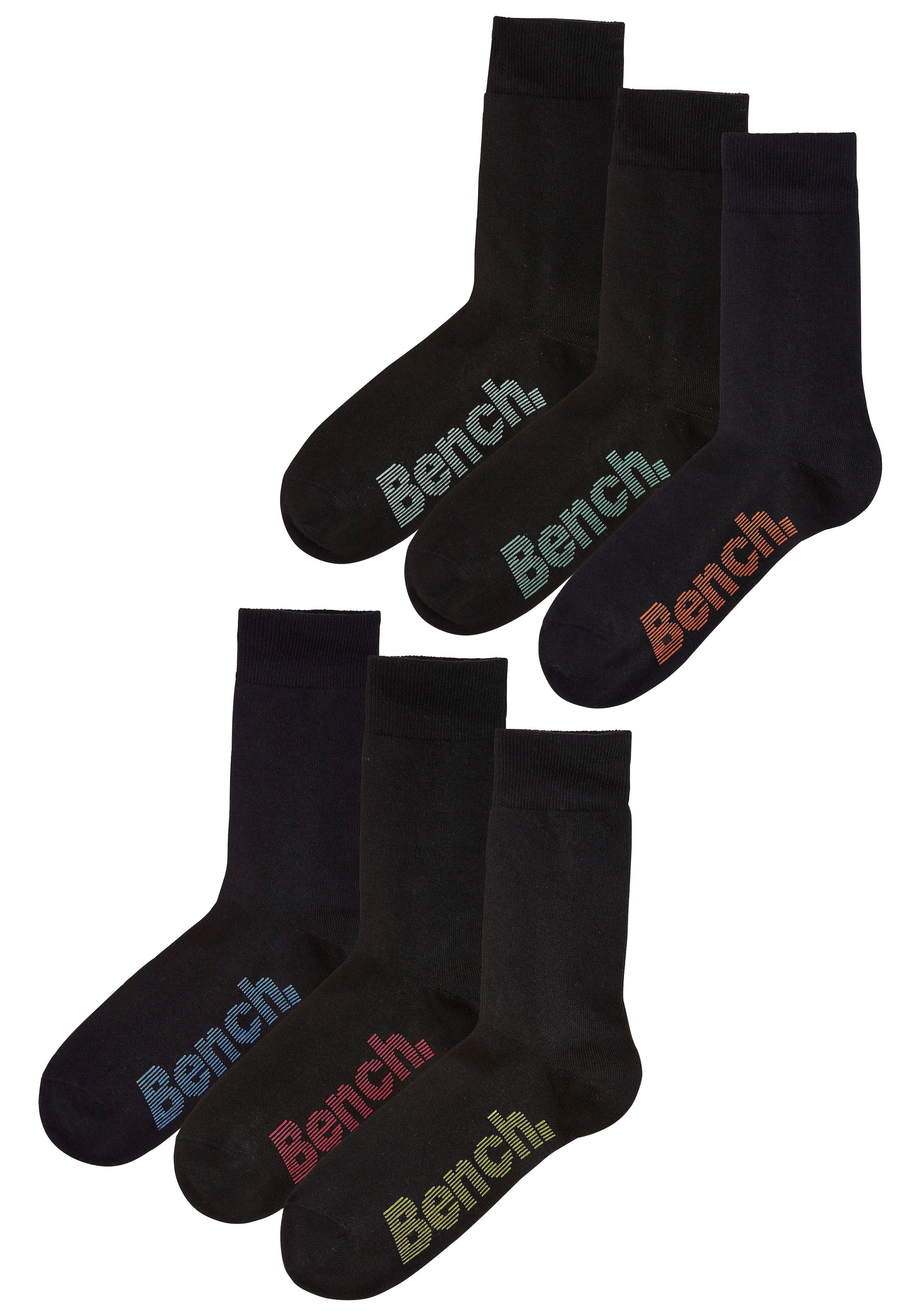 Bench. Socken, (Box, 6 Paar), mit verschiedenfarbigen Logos