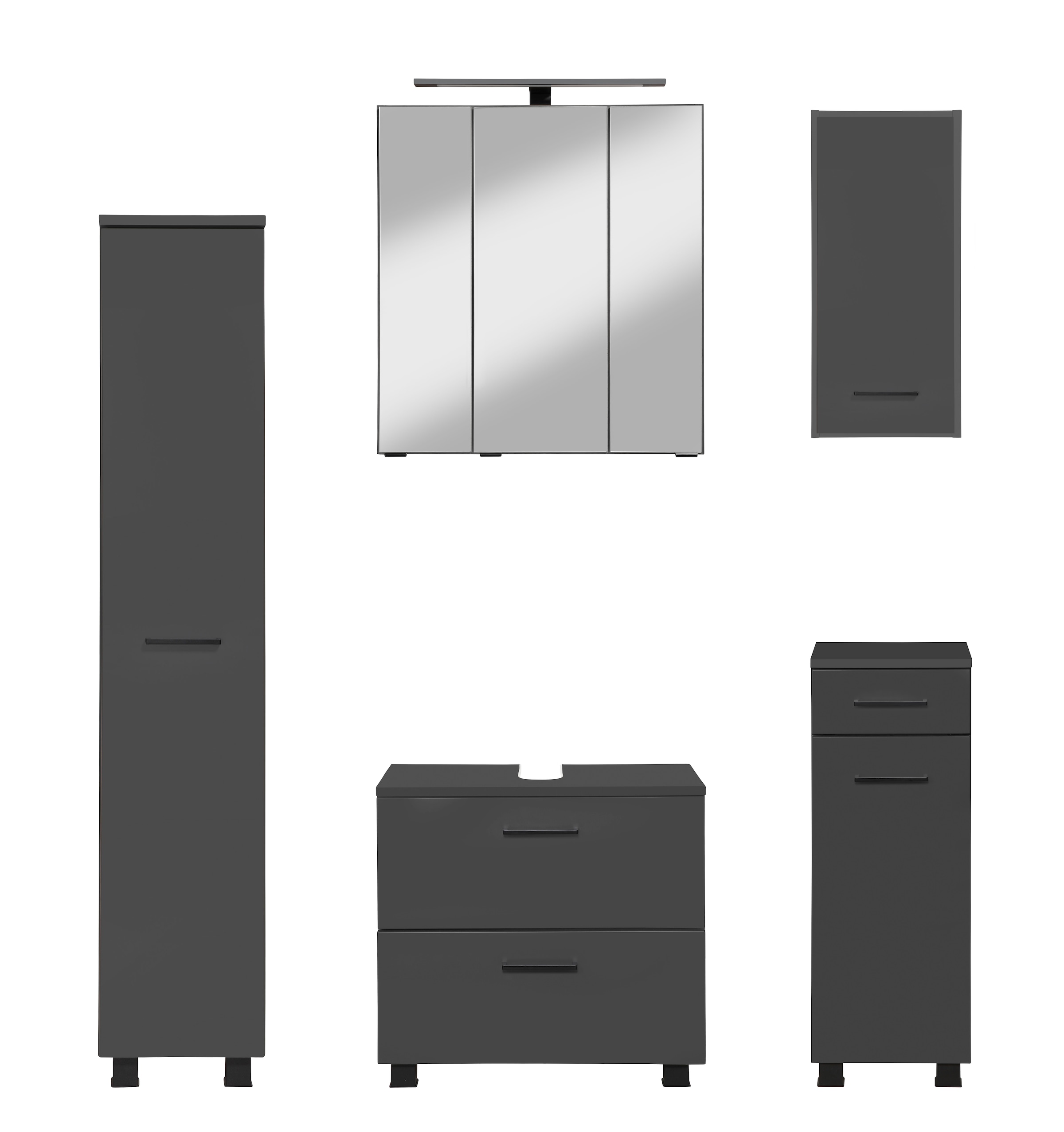 Badmöbel-Set »"Trento", Badezimmer-Set, Hängeschrank, Unterschrank, Midischrank«, (5...