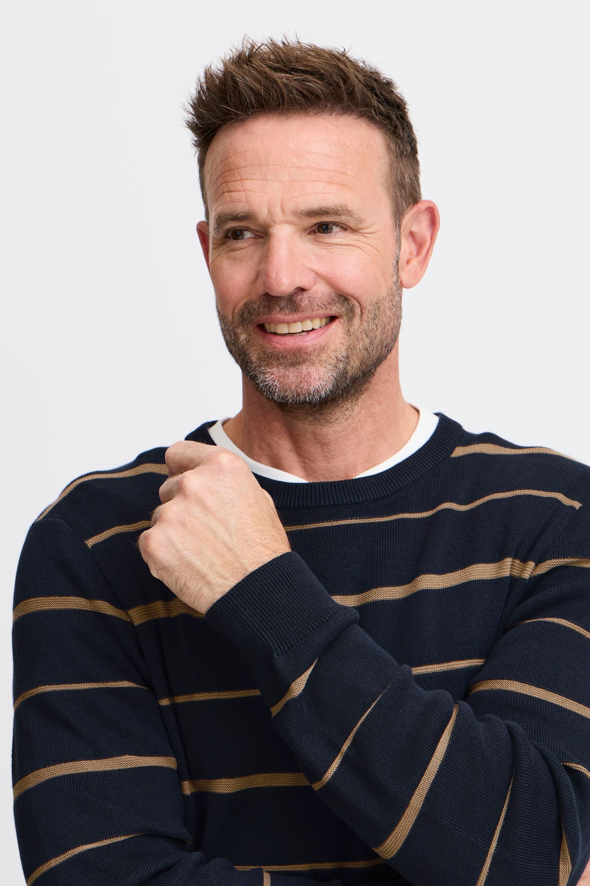 FQ1924 Strickfleece-Pullover »Strickpullover FQKYLE reversed strip crewneck neck«