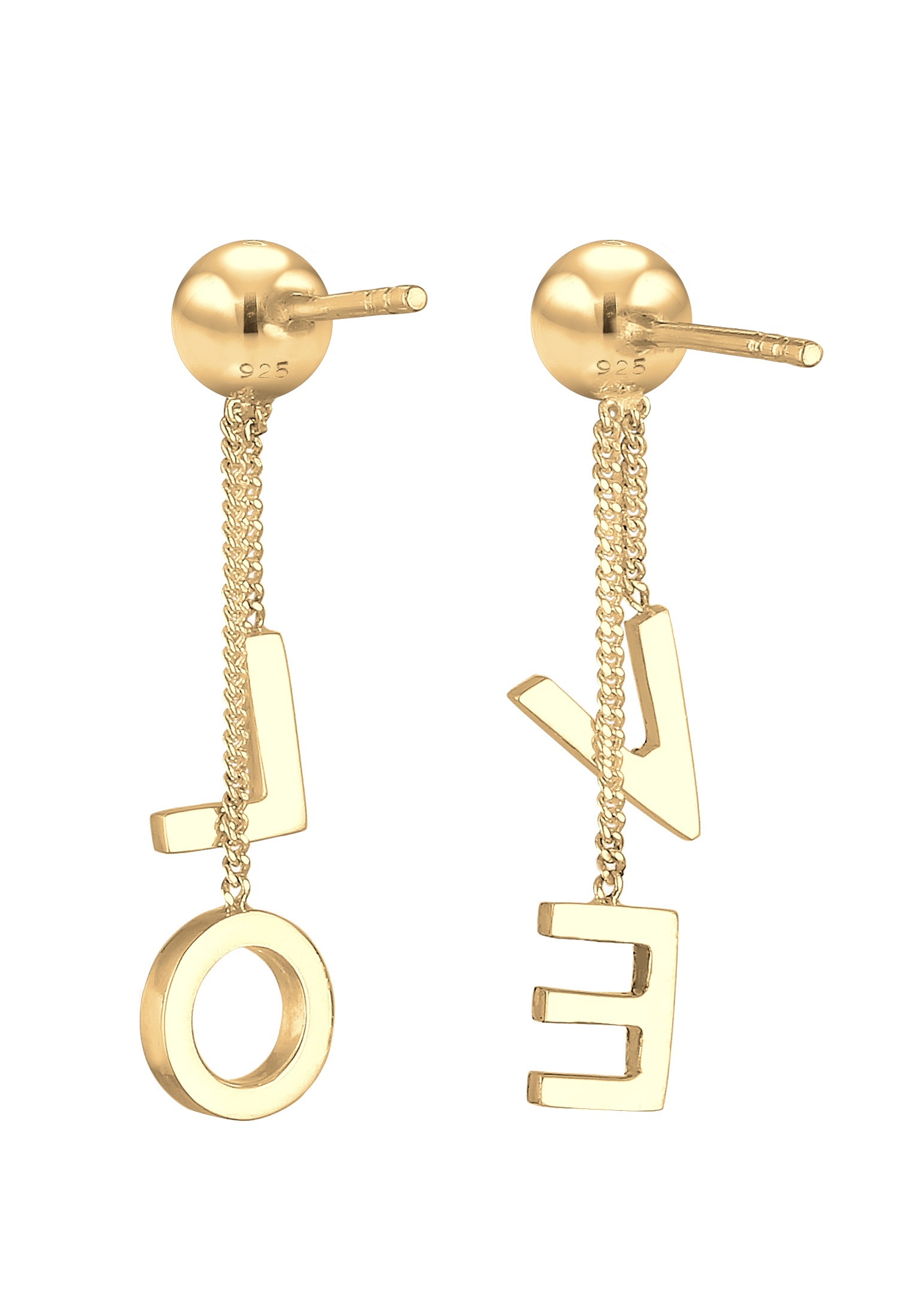 Elli Paar Ohrhänger »Ohrringe Ohrhänger kurz Love Schriftzug 925 Sterling Silber«