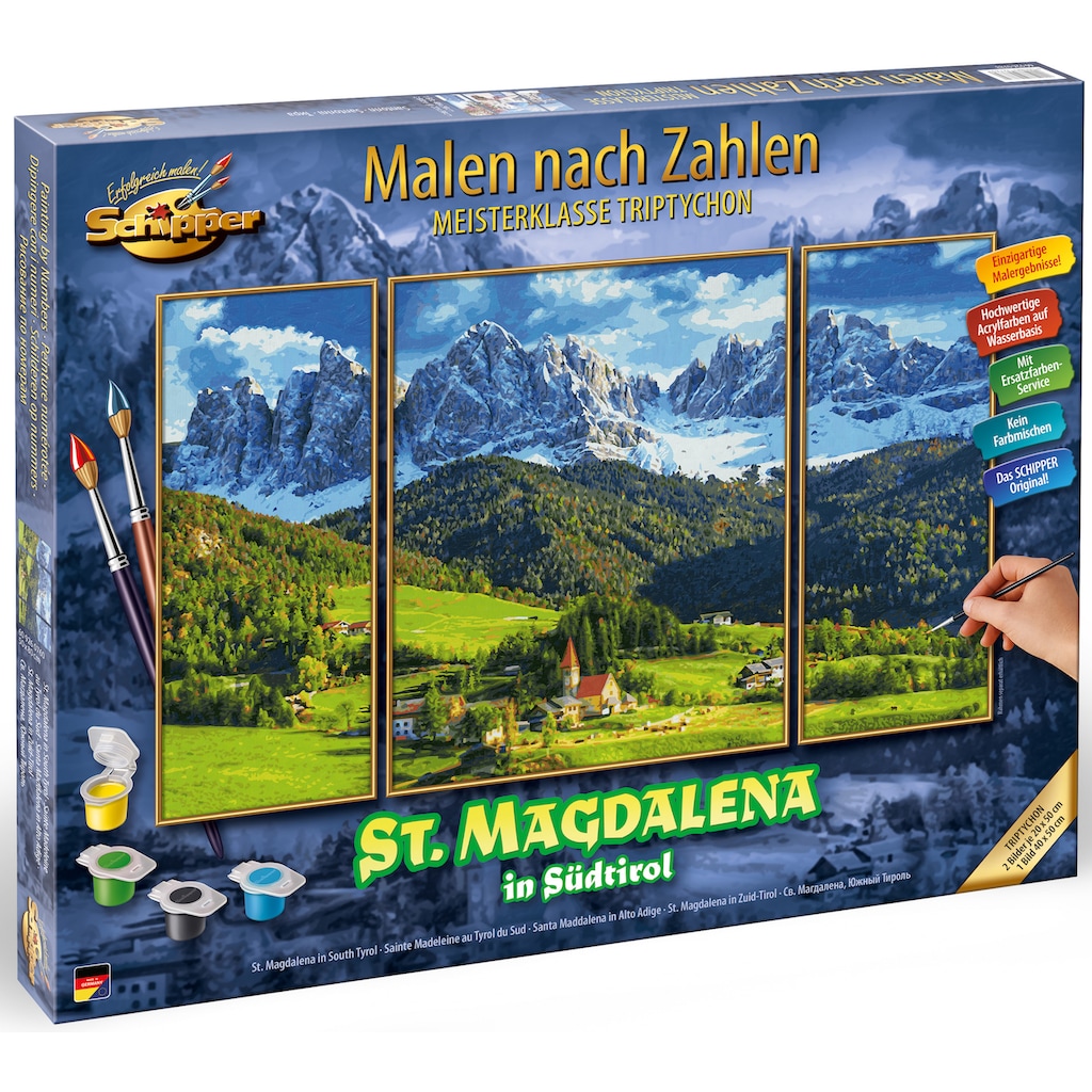 Schipper Malen nach Zahlen »Meisterklasse Triptychon - St. Magdalena in Südtirol«, Made in Germany