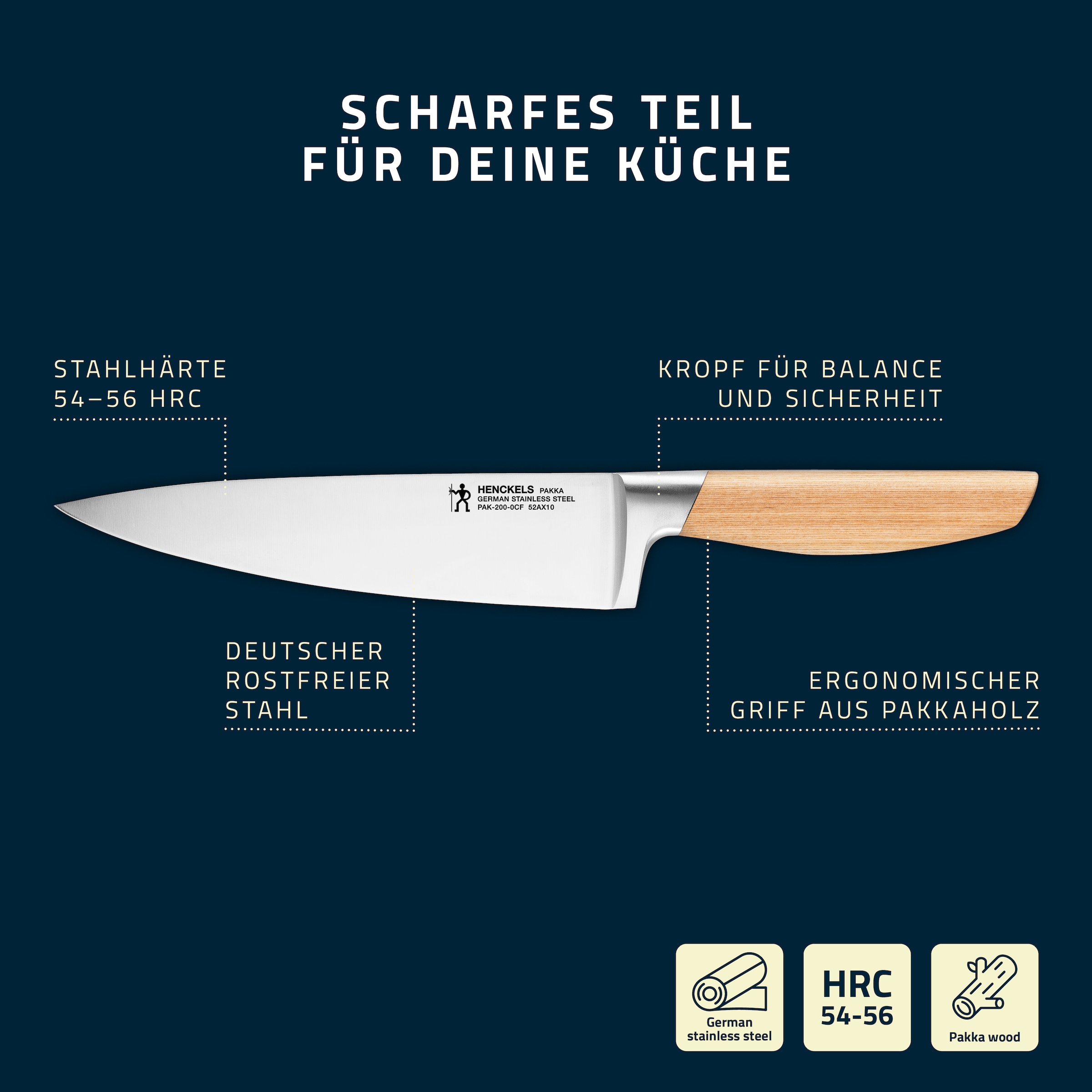 HENCKELS by ZWILLING Messer-Set »Pakka« Rostfreier Klingenstahl, Edles Pakkaholz
