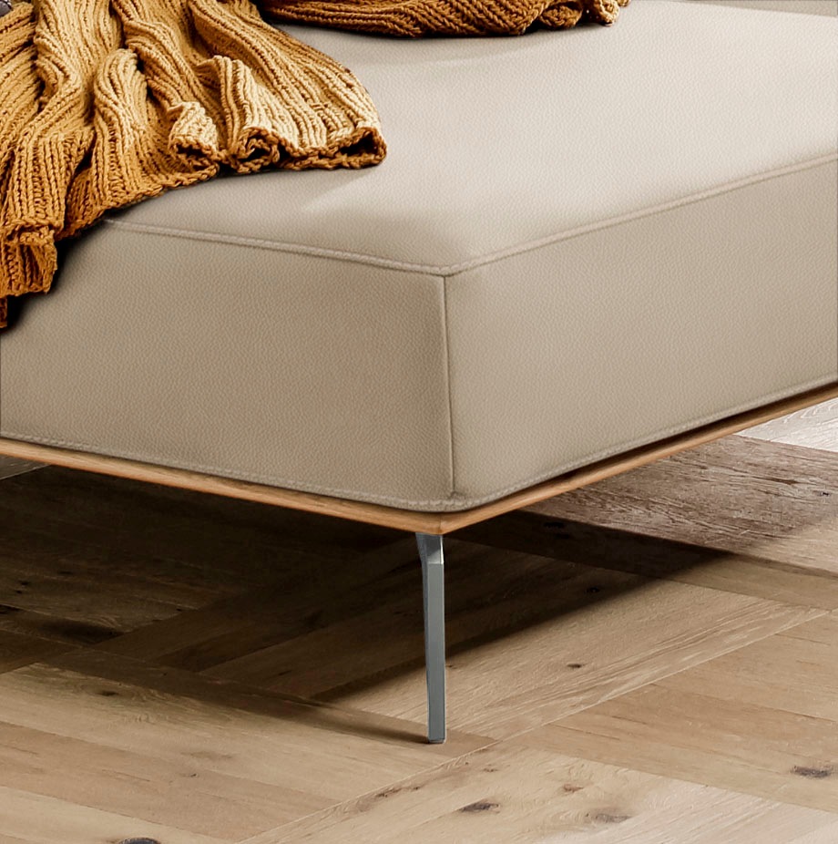 W.SCHILLIG Ecksofa »run, Designsofa mit tollem Sitzkomfort, bequem, L-Form«, mit elegantem Holzsockel, Füße in Silber matt, Breite 279 cm
