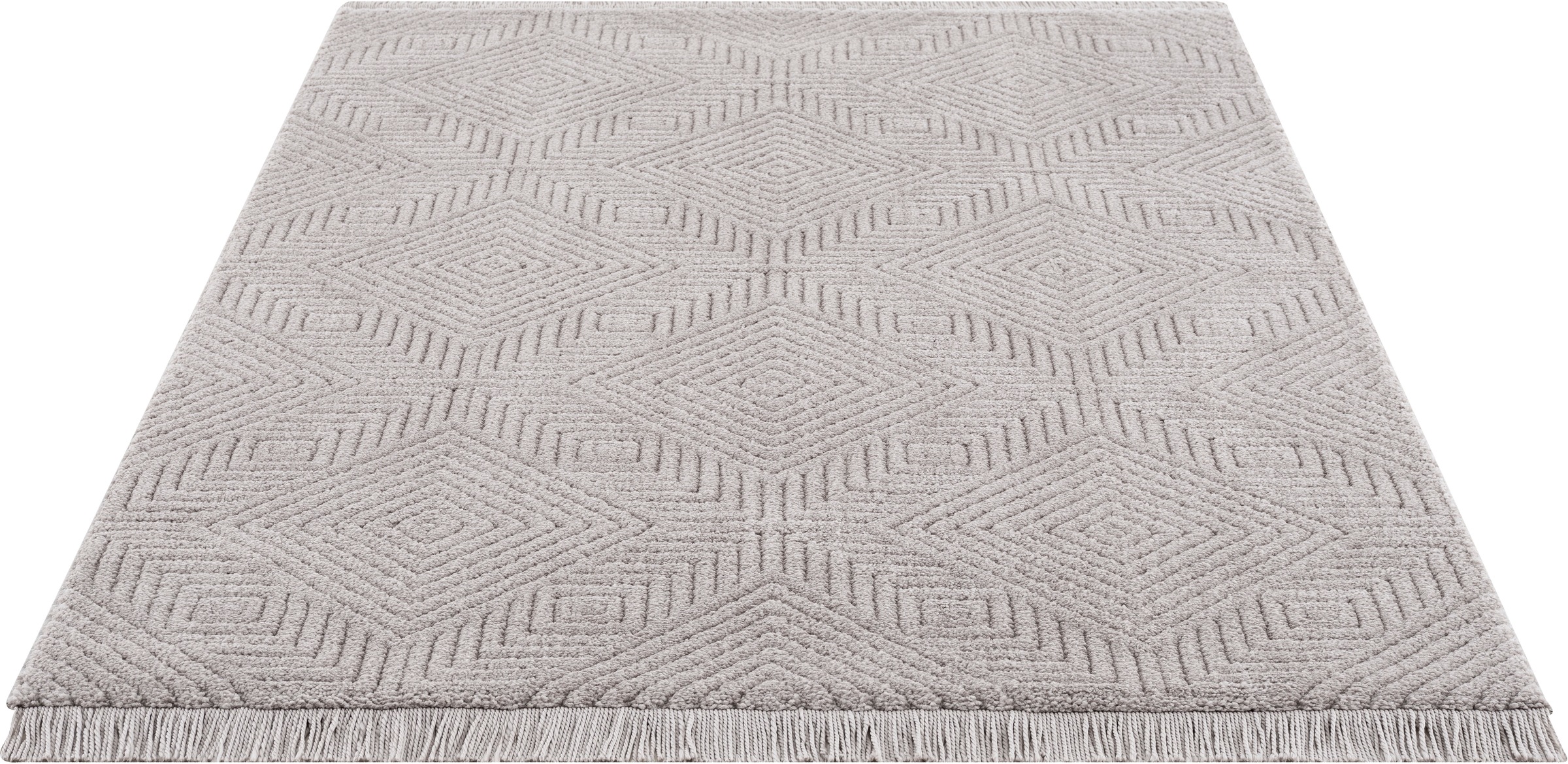 Leonique Teppich »Duchesse«, rechteckig, 22 mm Höhe, grafisches Design, Boho, Wende-Teppich im 3D-Effekt, mit Fransen