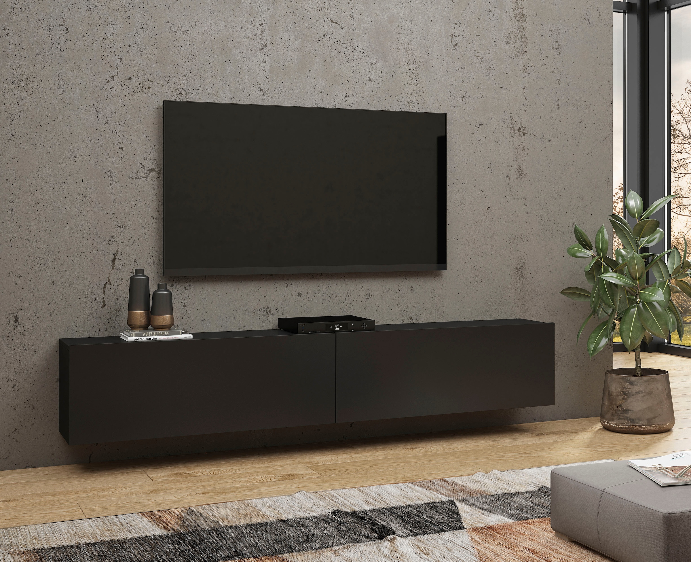 INOSIGN Wohnwand »Ava, Wohnzimmer-Set hängend/stehend montierbar, Vitrine, Lowboard«, 3-tlg.