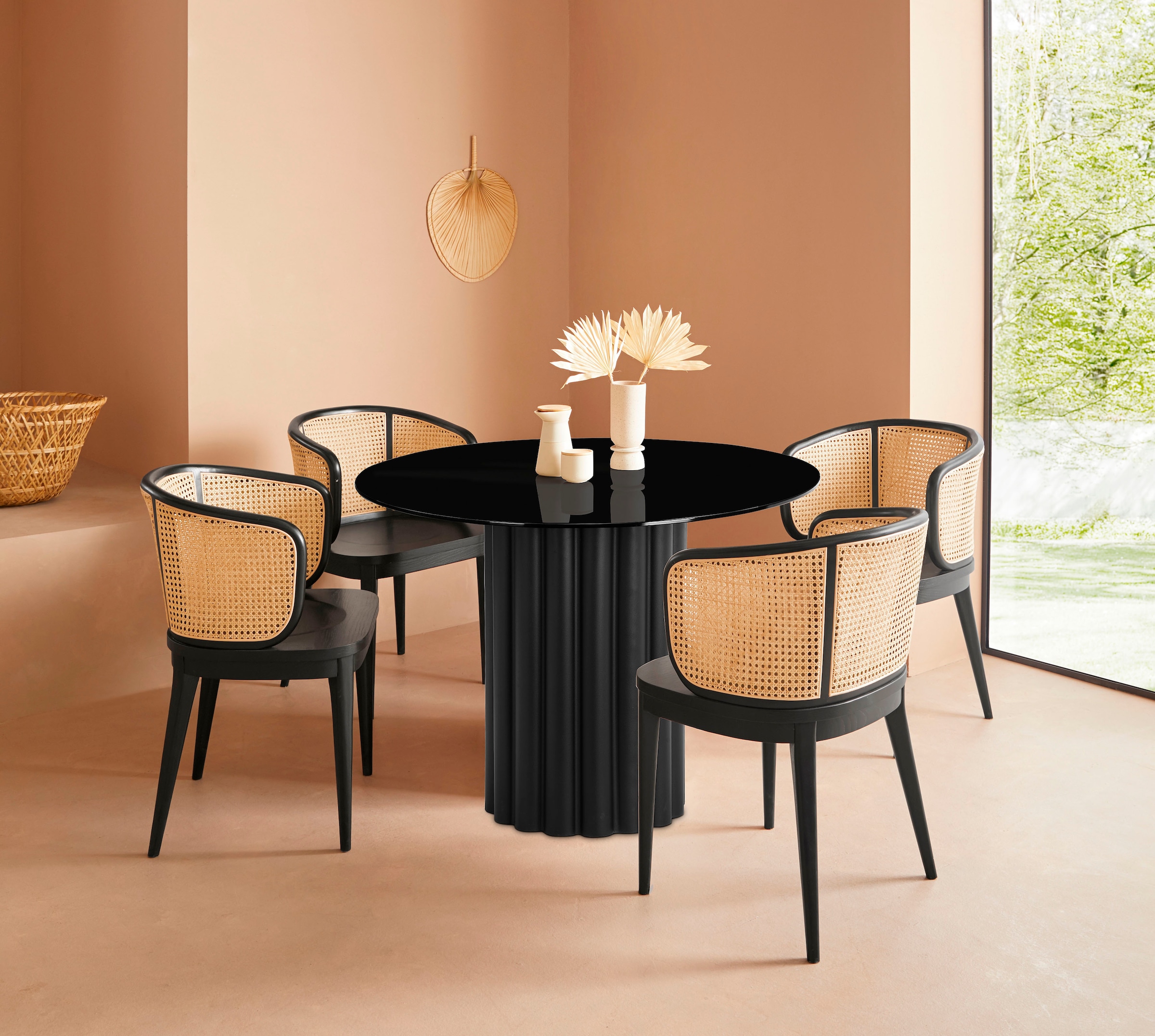 LeGer Home by Lena Gercke Esstisch »Shaye«, Tischplatte aus Glas, Gestell aus Metall