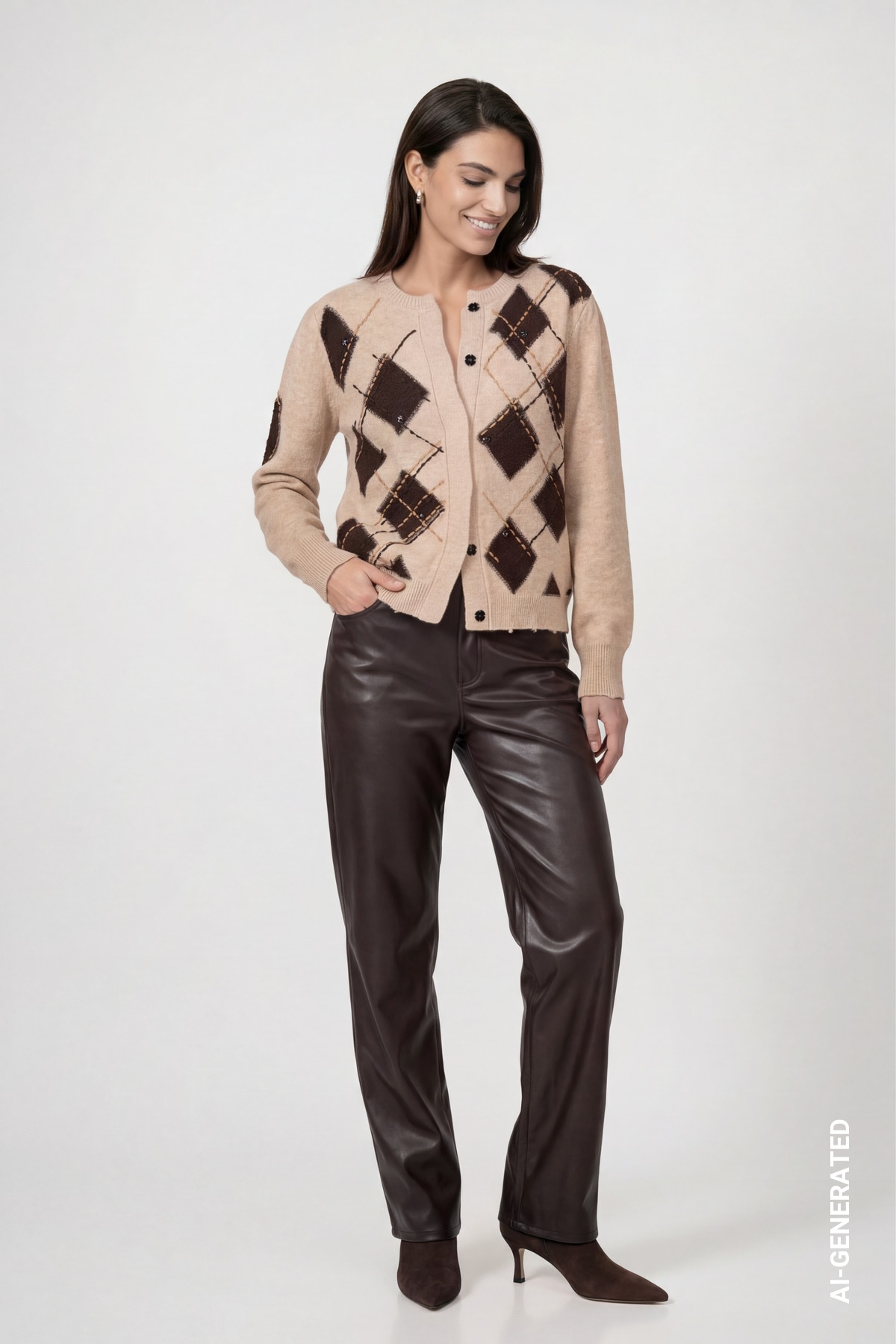 Monari Strickjacke »Jacke Strickjacke Raute« Regular fit mit Rautenmuster