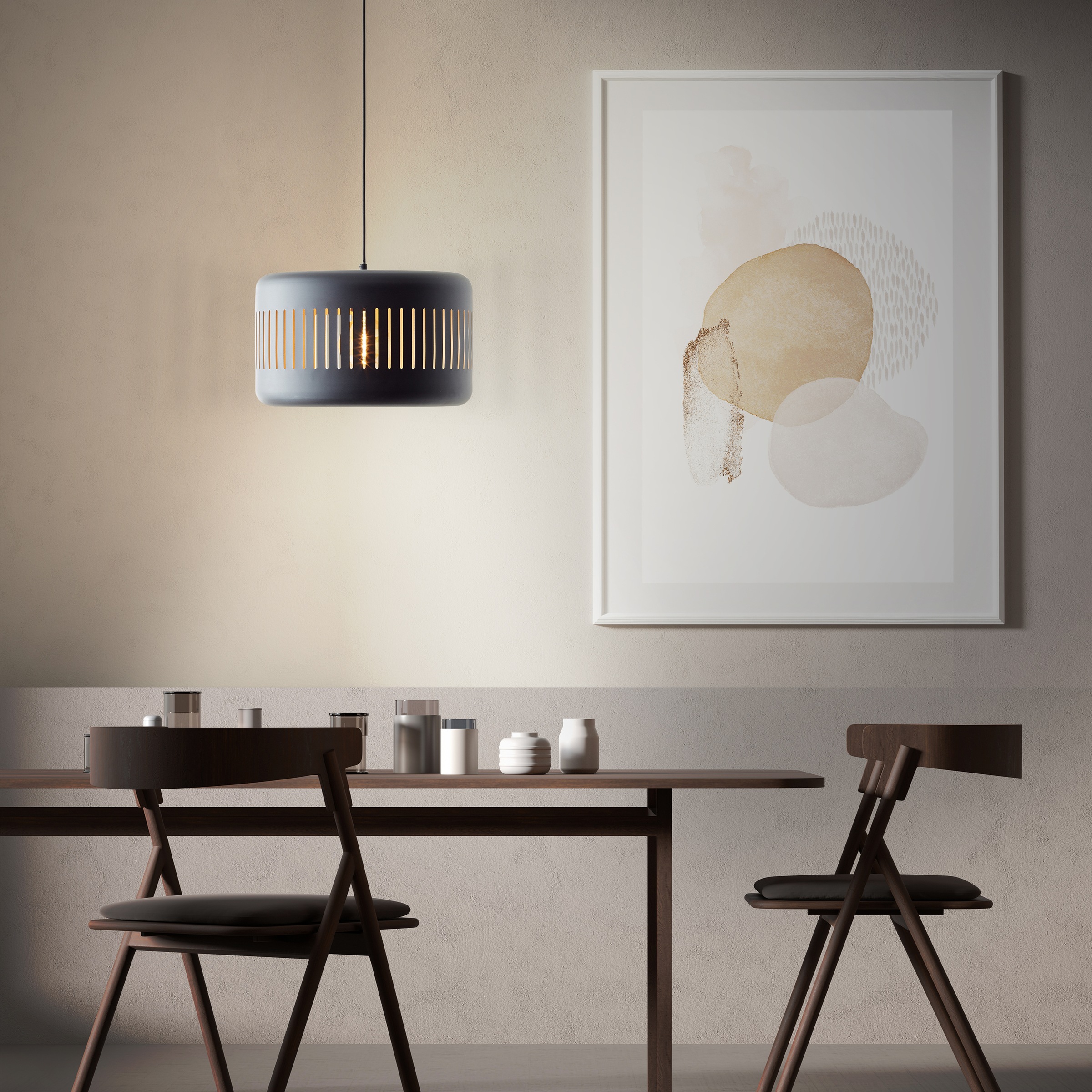 Brilliant Pendelleuchte »Tyas«, 1 flammig, Leuchtmittel E27 | ohne Leuchtmittel, 120 x 38 cm, 1 x E27, kürzbar, Metall, schwarz/goldfarben
