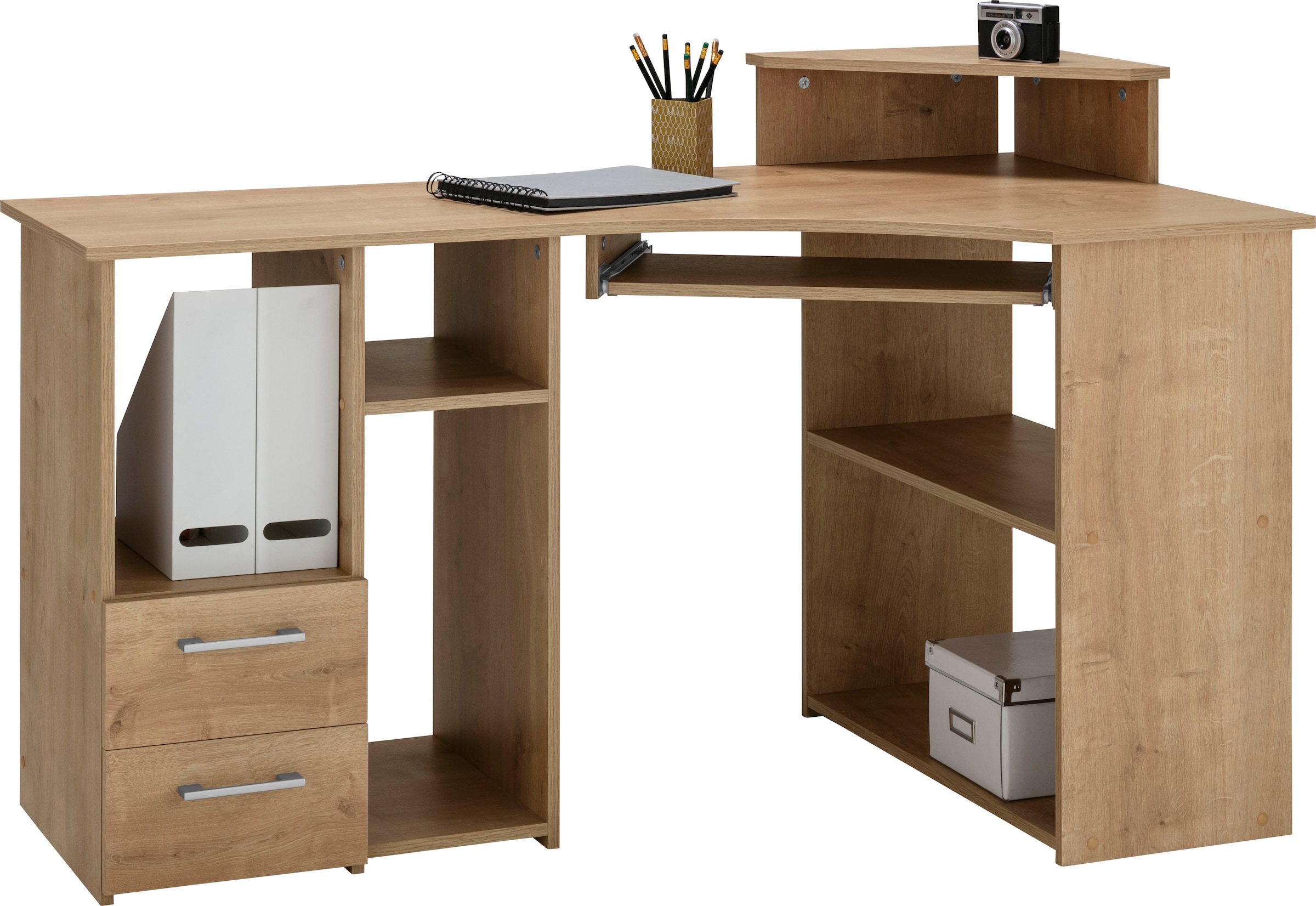 VOGL Möbelfabrik auf mit Schreibtisch »Sam«, 137 Breite Towerfach kaufen Rechnung cm, Tastaturauszug und