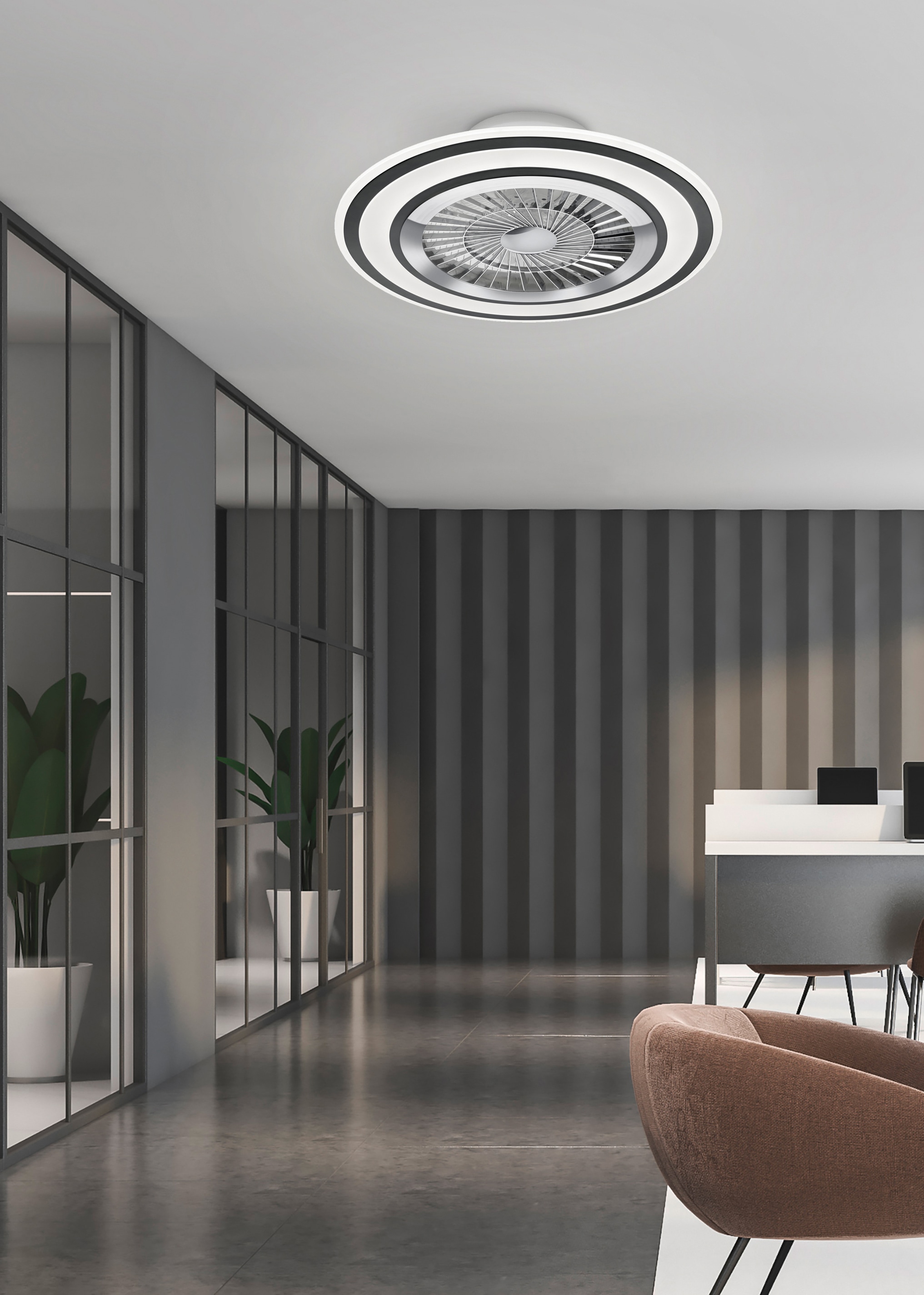 TRIO Leuchten LED Deckenleuchte »Flaga«, mit Ventilator, Fernbedienung, integrierter Dimmer und Nachtlicht. Leuchte und Ventilator getrennt schaltbar