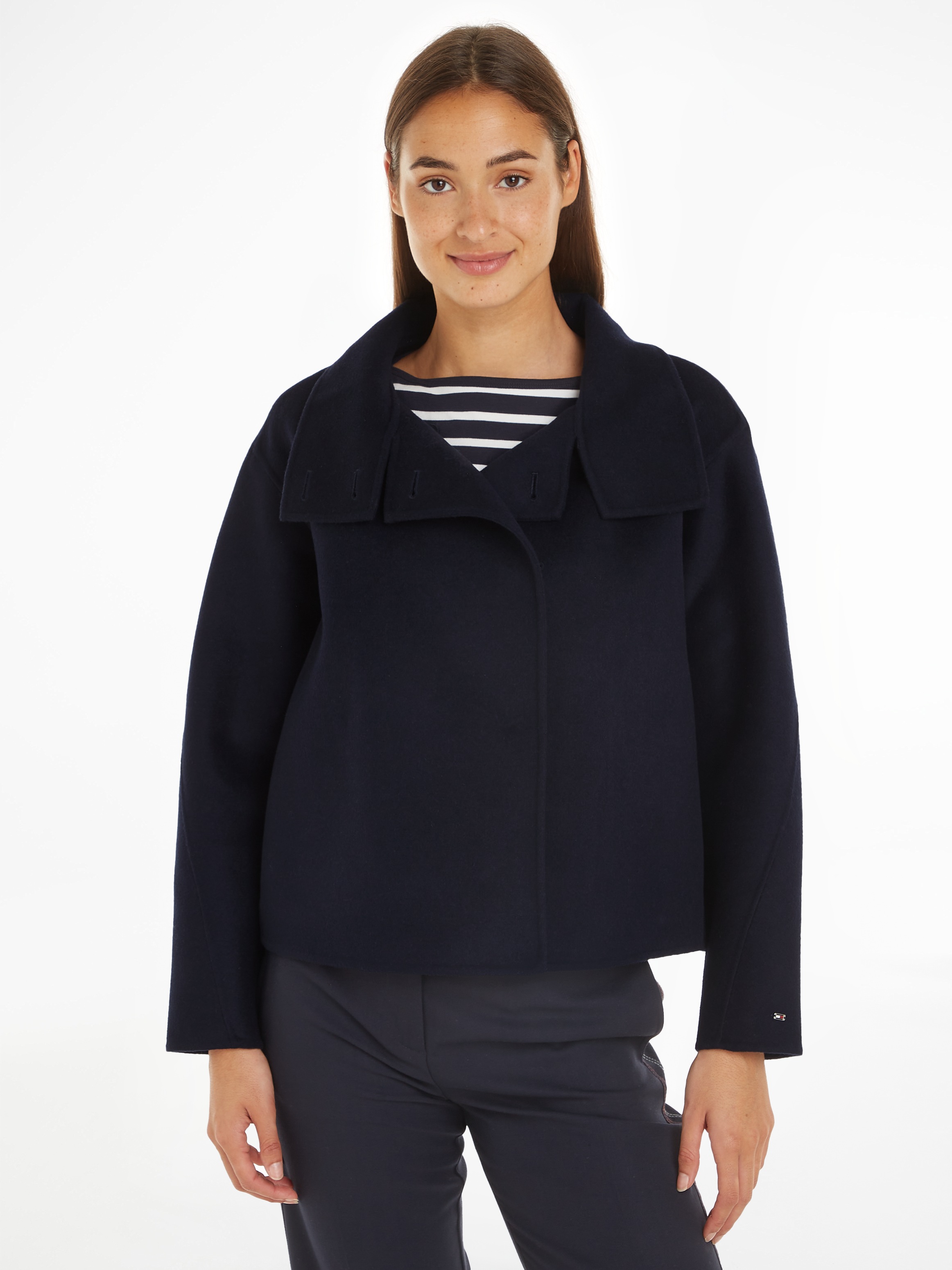 Tommy Hilfiger Outdoorjacke »DF WOOL BLEND FUNNEL JACKET«, mit hochschließendem Kragen
