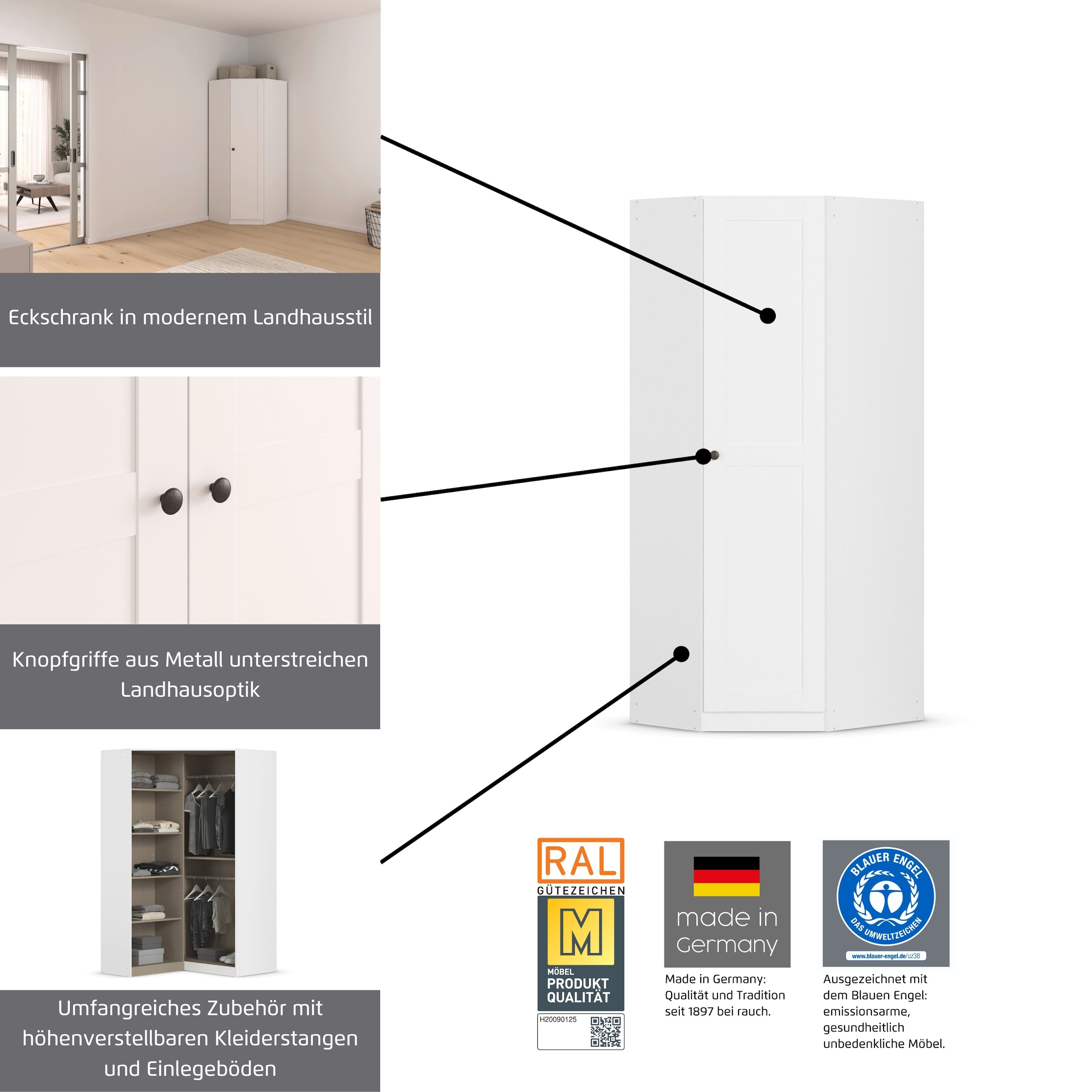 rauch Eckkleiderschrank »Skagen« im Landhaus-Stil
