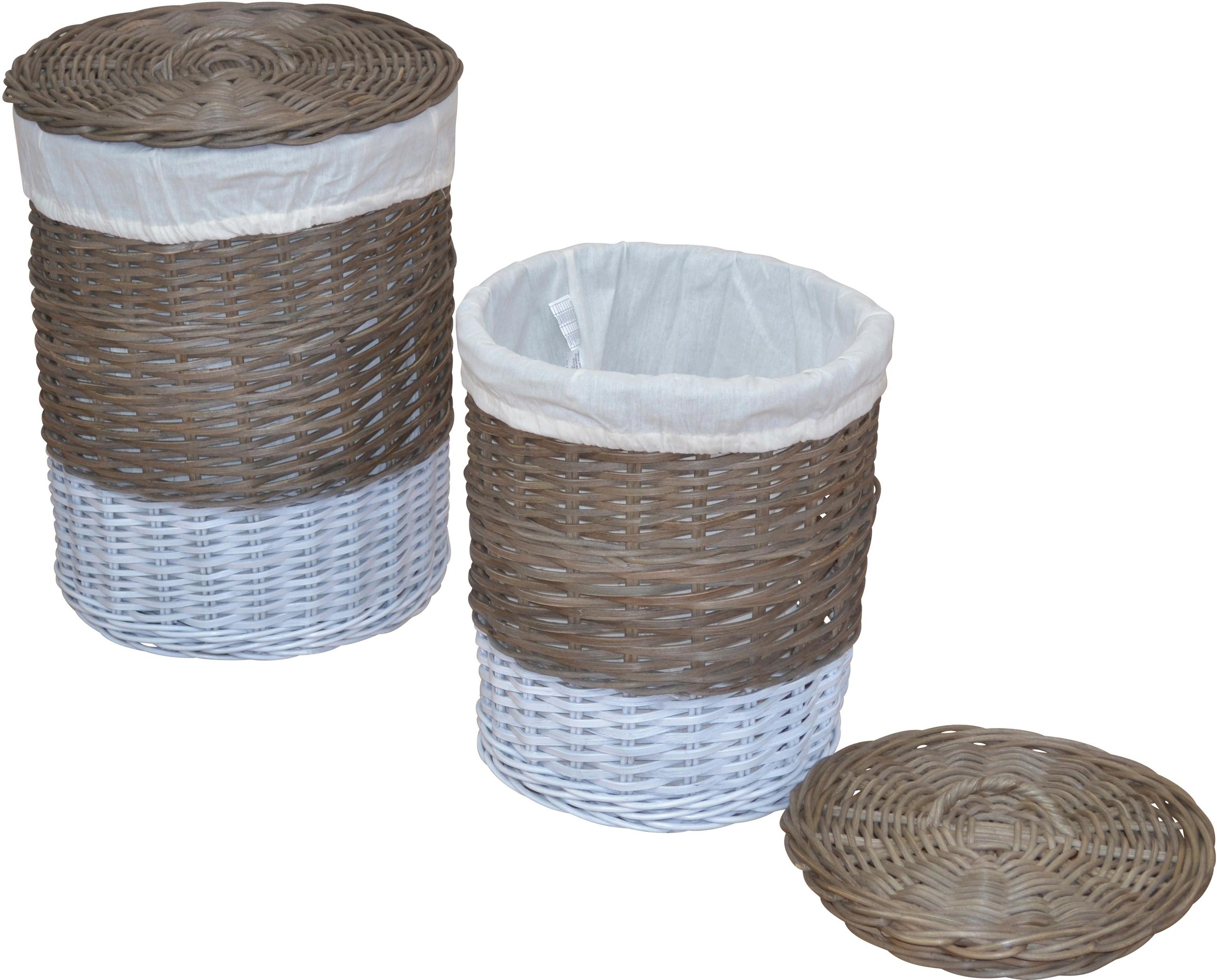 Home affaire Wäschekorb »aus Rattan, Höhe ca. 51 cm + 60 cm«, (Set, 2 St.), handgeflochten, mit abnehmbarem Deckel