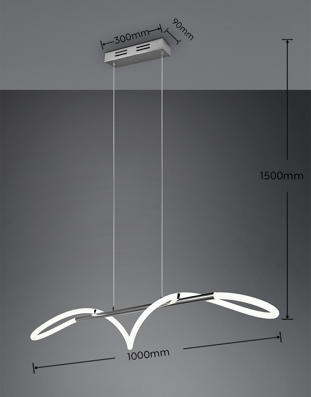 REALITY Leuchten LED Pendelleuchte »ARGOS, Hängelampe Esszimmer Wohnzimmer, 28W LED kaltweiß 4000K 3500 Lm« LED-Board 1 Stk. Kaltweiß Hängeleuchte höhenverstellbar bis 150cm, 3 Stufen Switch Dimmer