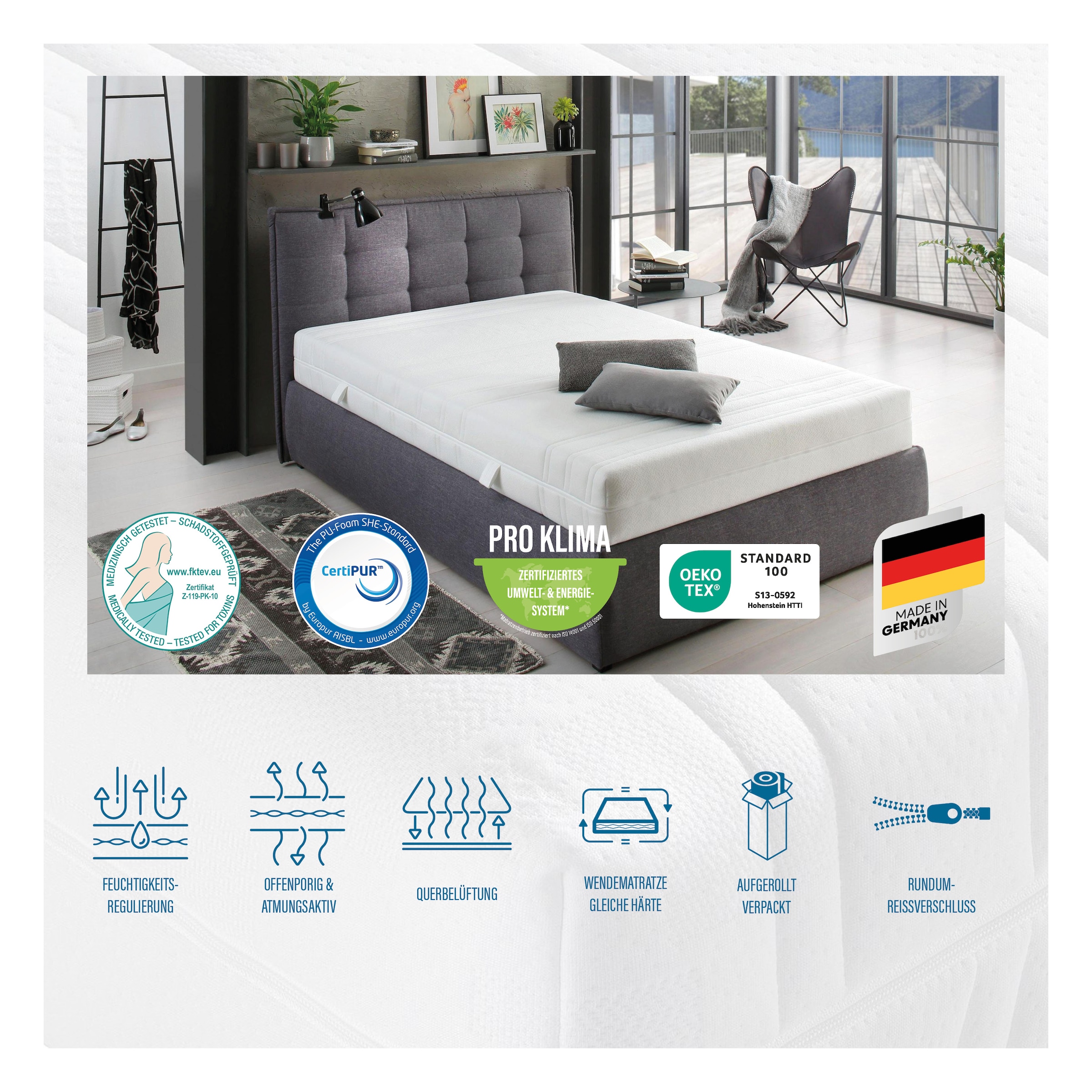 Beco Taschenfederkernmatratze »BodyMax« 22 cm hoch 480 Federn 1 Stk. tlg. komfortable Matratze in 90x200, 140x200 cm und weiteren Größen