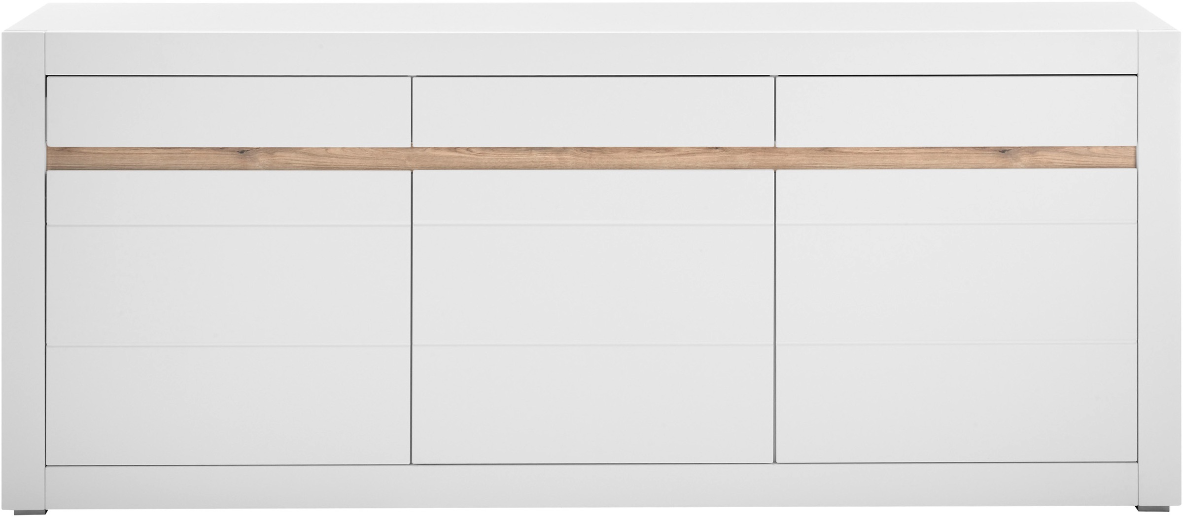 Home affaire Sideboard »Chester, moderne Anrichte, Kommode mit Stauraum, Schrank, Weiß Matt« 1 Stk. tlg. austauschbare Blende in Griffleiste, zeitloses Design, 217 cm breit