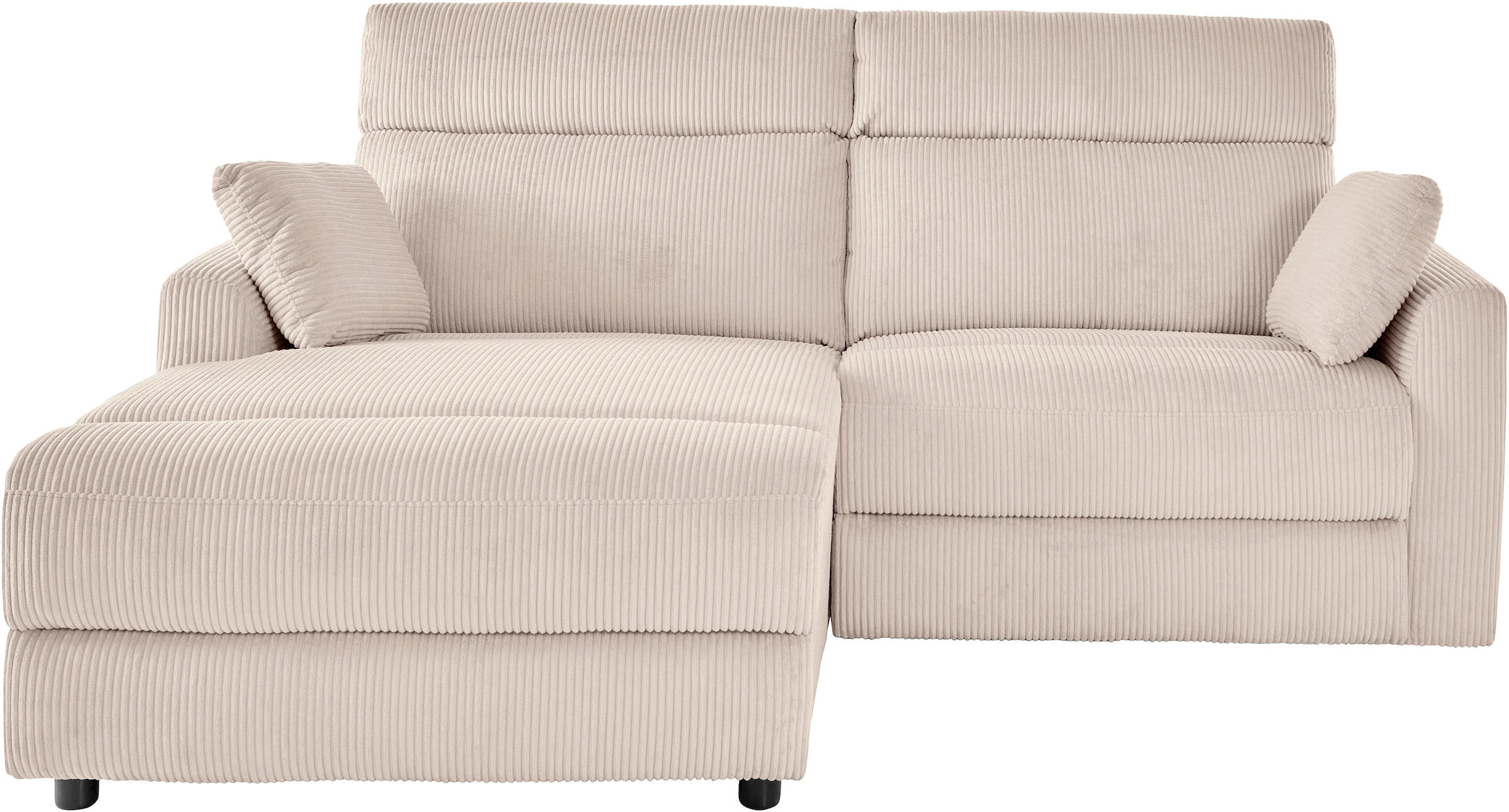 INOSIGN Ecksofa »JENNA, L-Form, 209cm, manuelle u. elektrische Funktion, mit USB A/C,«, Liegefunktion 105°-150°, Federkern, Cord