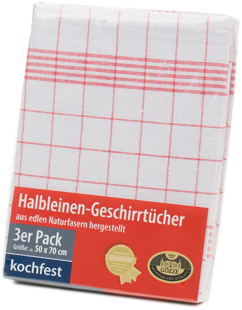 Gözze Geschirrtuch »Halbleinen Geschirrtuch, Des. 60152«, (Set, 3 tlg.), aus edlen Naturfasern