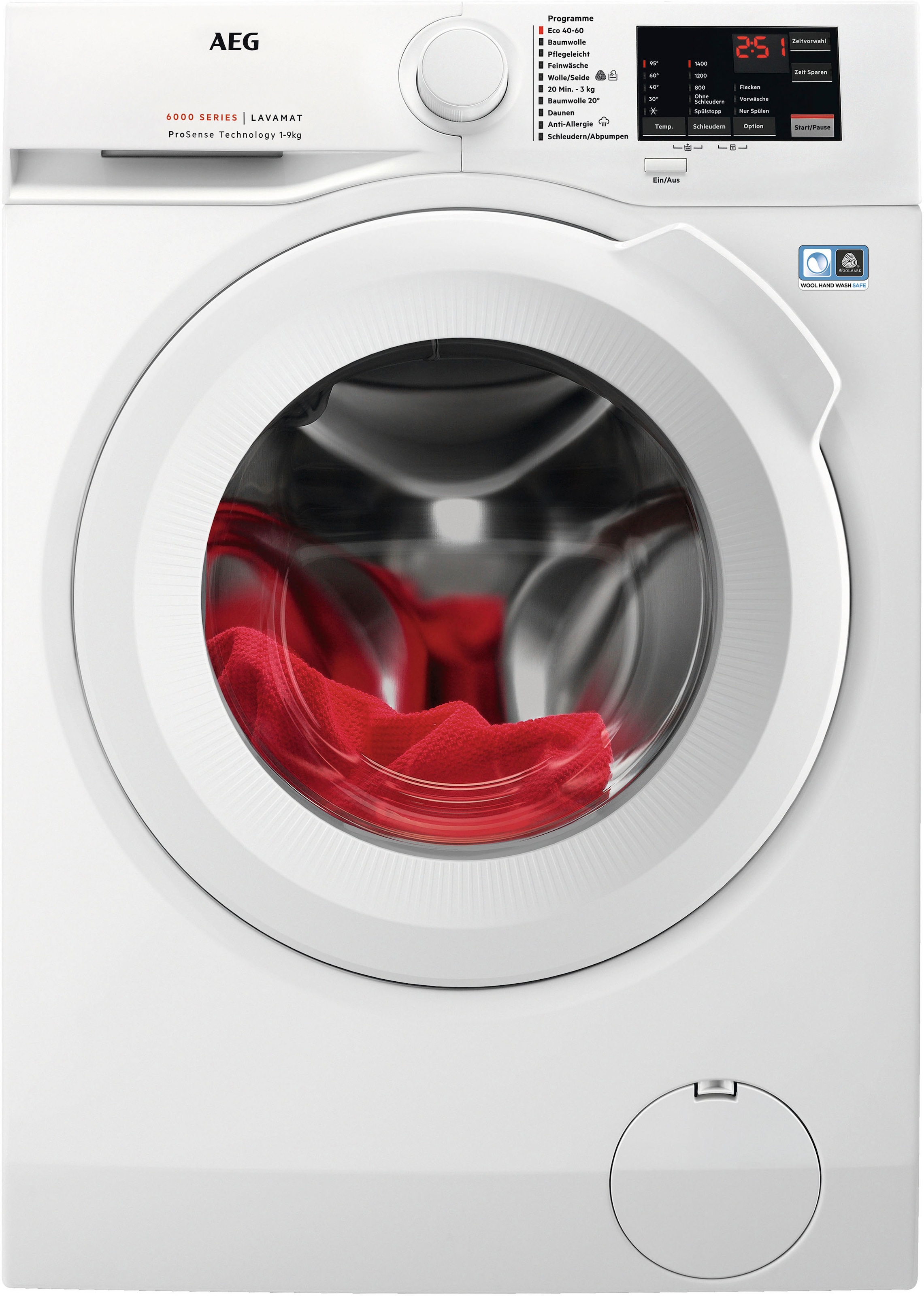 AEG Waschmaschine, Hygiene-/ Garantie 1400 kg, XXL Anti-Allergie mit Programm Dampf L6FBA50490, 3 U/min, 9 mit Jahren