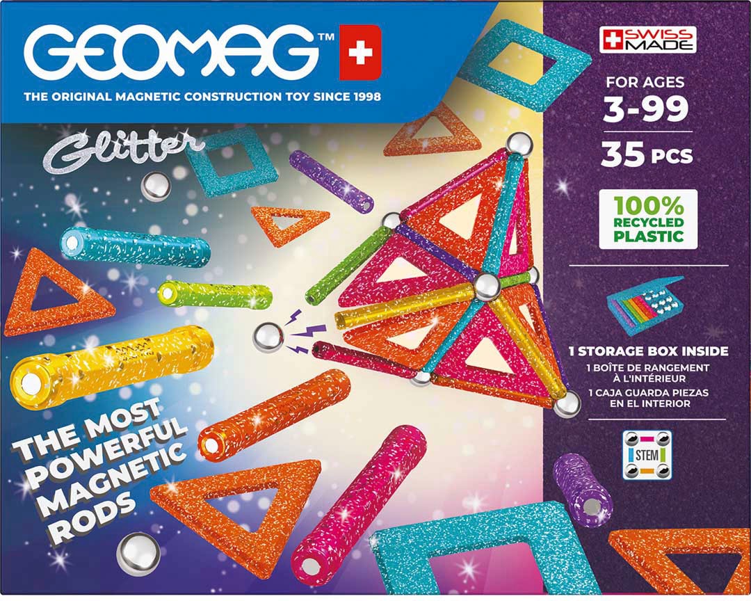 Geomag™ Magnetspielbausteine »GEOMAG™ Glitter Panels, Recycled«, (35 St.), aus recyceltem Material; Made in Europe