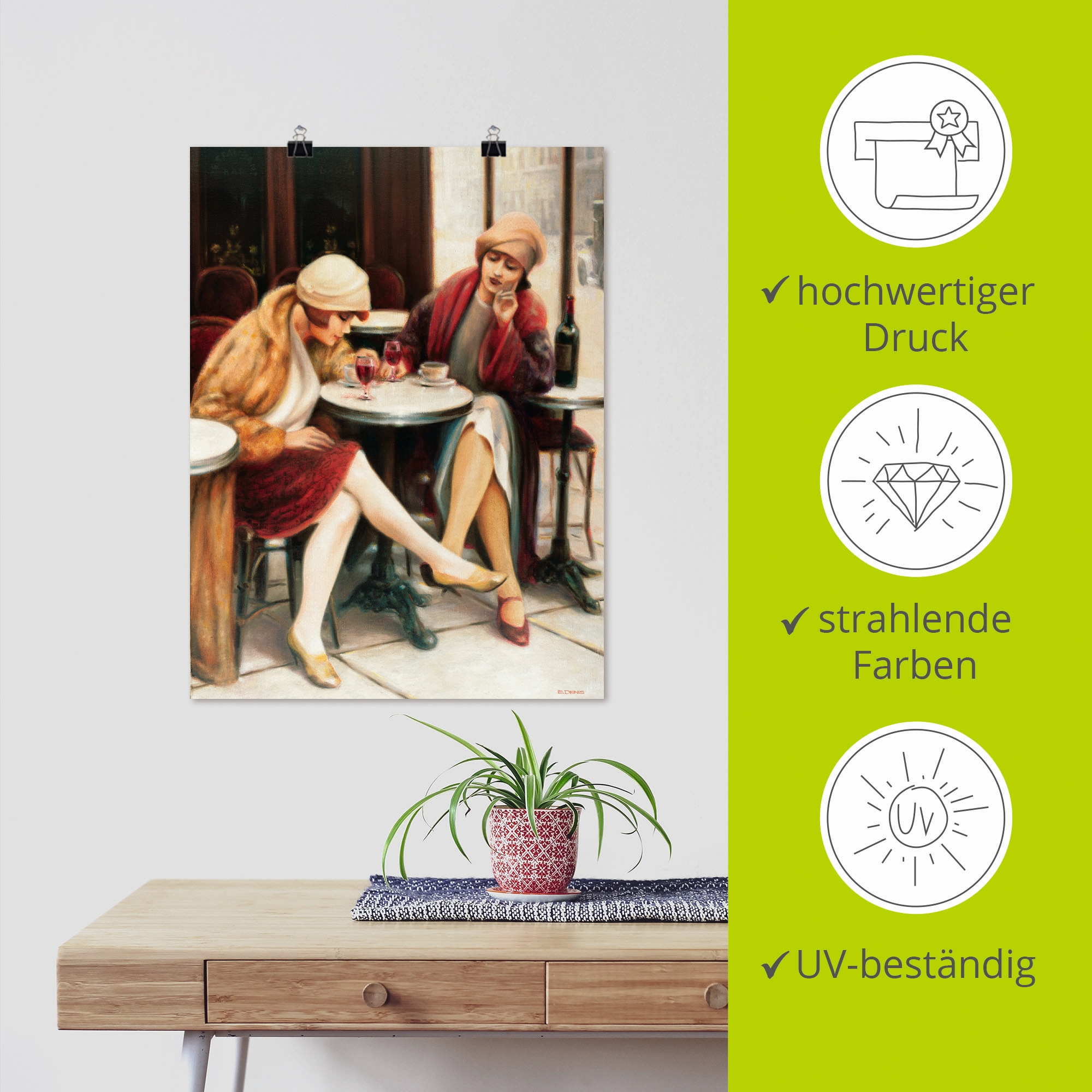 Artland Wandbild »Cafe II« Frau 1 Stk. tlg. als Leinwandbild, Poster in verschied. Größen