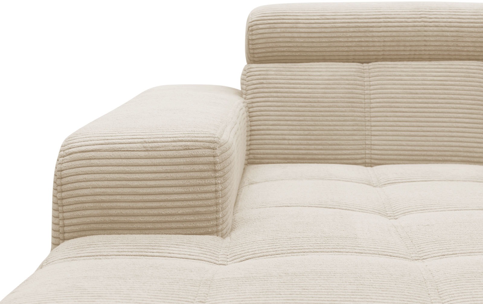 DOMO collection Ecksofa »Trento L-Form, mit Kufenfuß oder Einzelfuß«, wahlweise mit Kopfteilverstellung, Recamiere links/rechts bestellbar