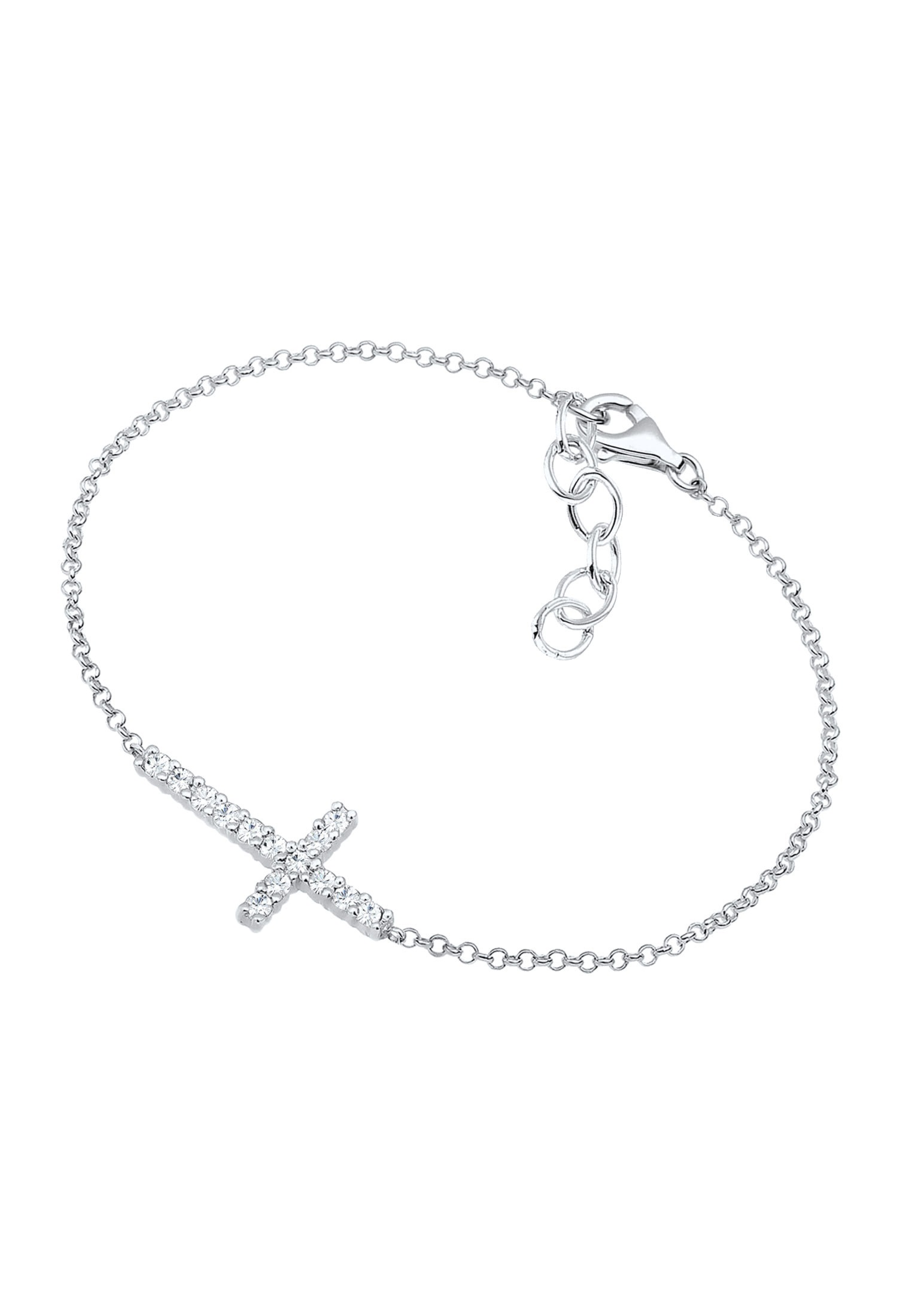Elli Armkette »Armband Kreuz Glaube Funkelnd Elegant 925 Silber, mit Kristallen von Swarovski®«