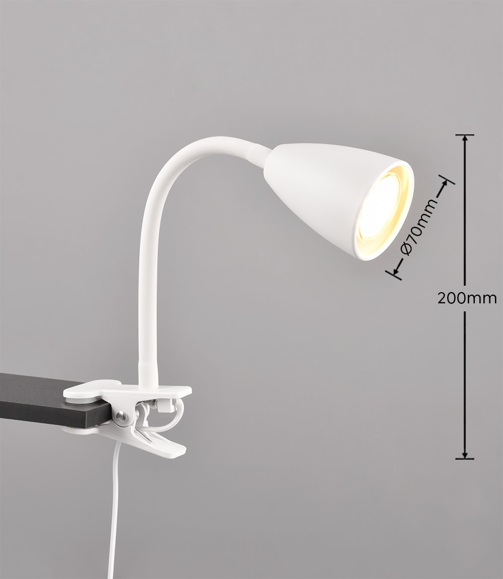 TRIO Leuchten Klemmleuchte »WANDA Leselampe mit Klemmhalterung exkl. 1xGU10 max 10W Schnurschalter« GU10 1 Stk. warmweiß - kaltweiß flexibel verstellbar, ideal für Büro Regal Schreibtisch Arbeitsplatz