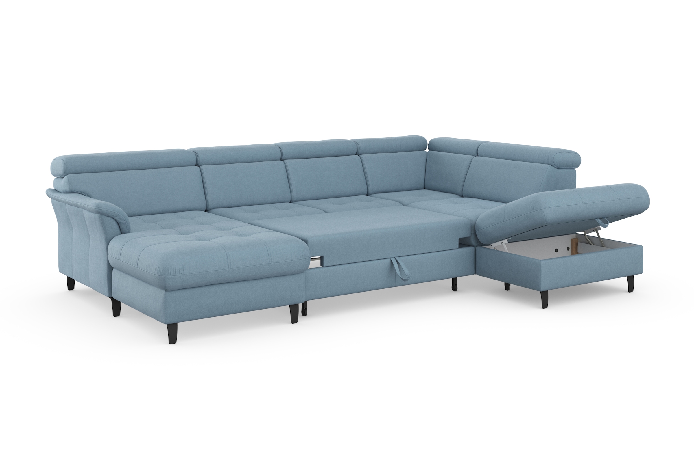 sit&more Wohnlandschaft »Marano U-Form«, inklusive Kopfteilverstellung, wahlweise mit Bettfunktion, Bettkasten