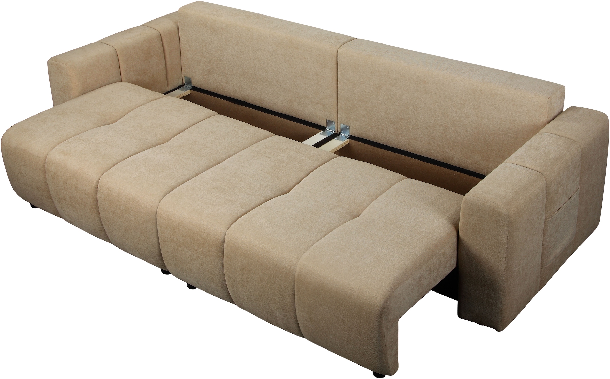 OTTO home Schlafsofa »YLVAA 3-Sitzer, 239cm/Schlafsofa (132/198)-OTTO. Verlässliche Qualität« Tonnentaschen-Federkern, Bettkasten, Feinstruktur weich