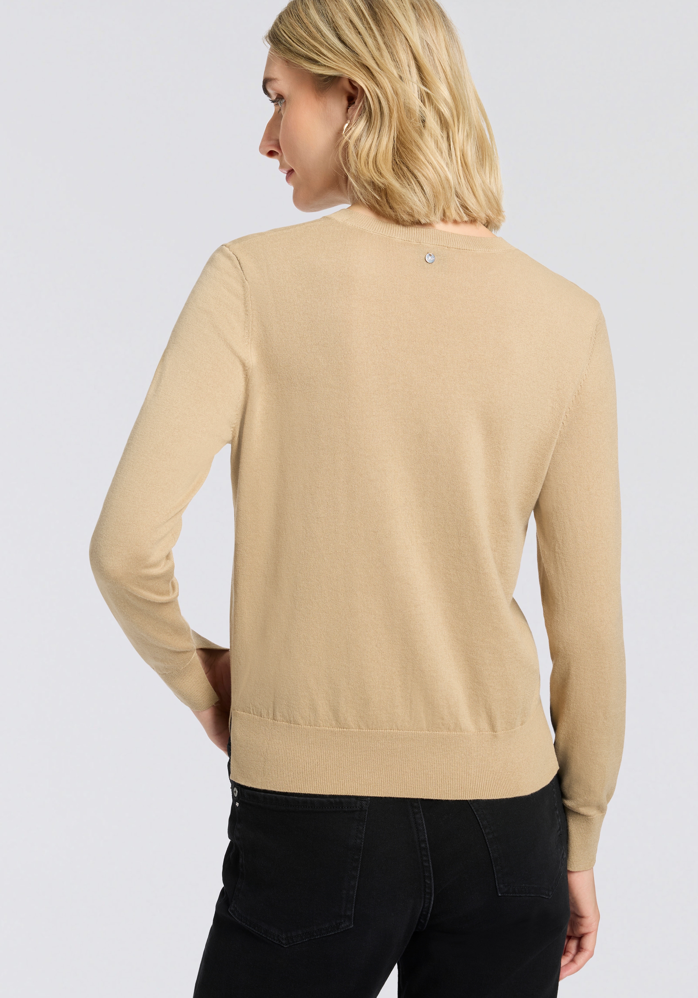 BOSS ORANGE Strickpullover »Finguine Premium Damenmode« mit Ajour-Dekor, Rundhalsform