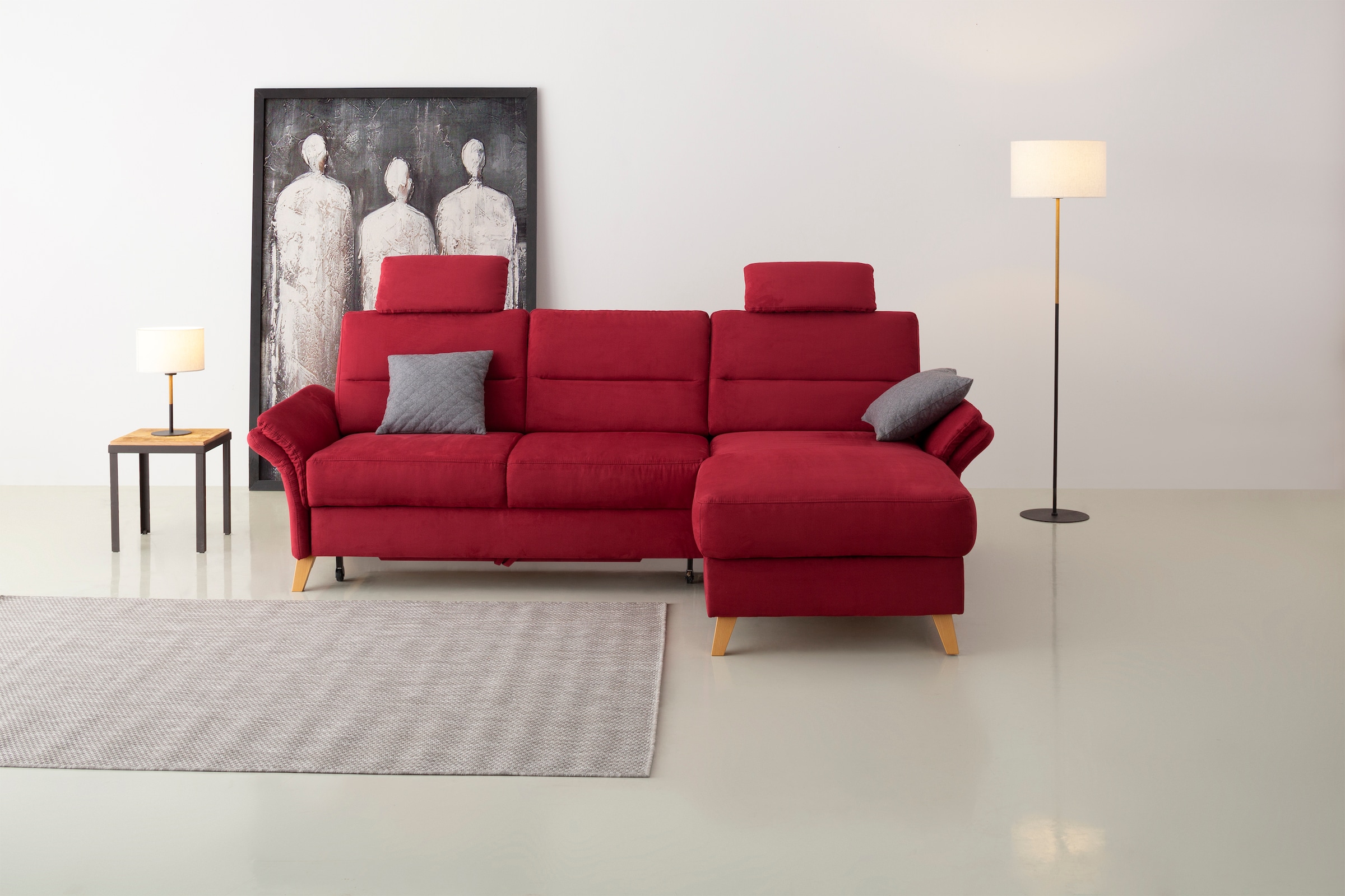 Home affaire Ecksofa »Westerland L-Form« Federkern-Polsterung, wahlweise mit Bettfunktion, Bettkasten