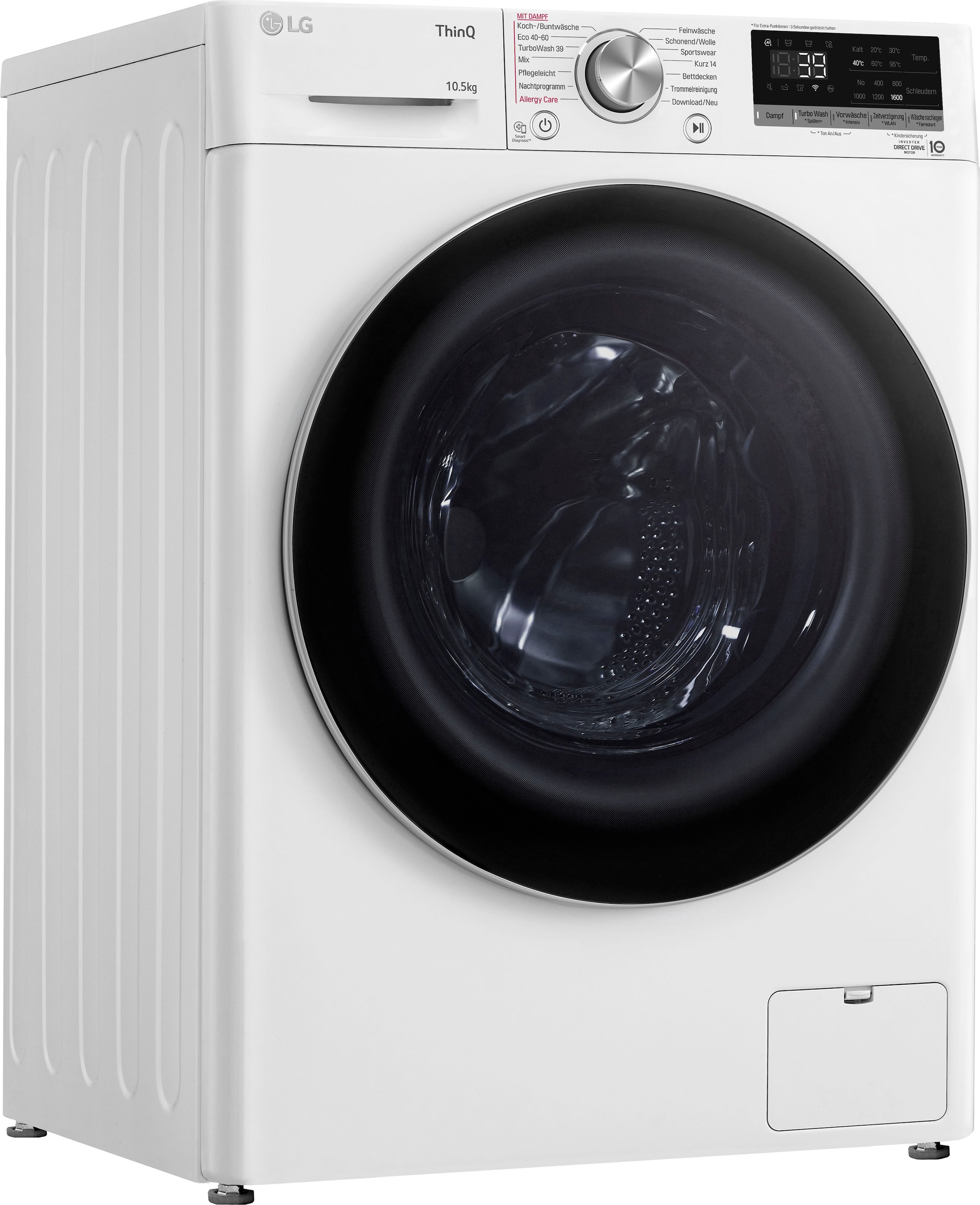 LG Waschmaschine kg, F6WV710P1, TurboWash® 39 XXL »F6WV710P1«, 10,5 in mit Waschen nur - 3 U/min, Minuten Garantie 1600 Jahren