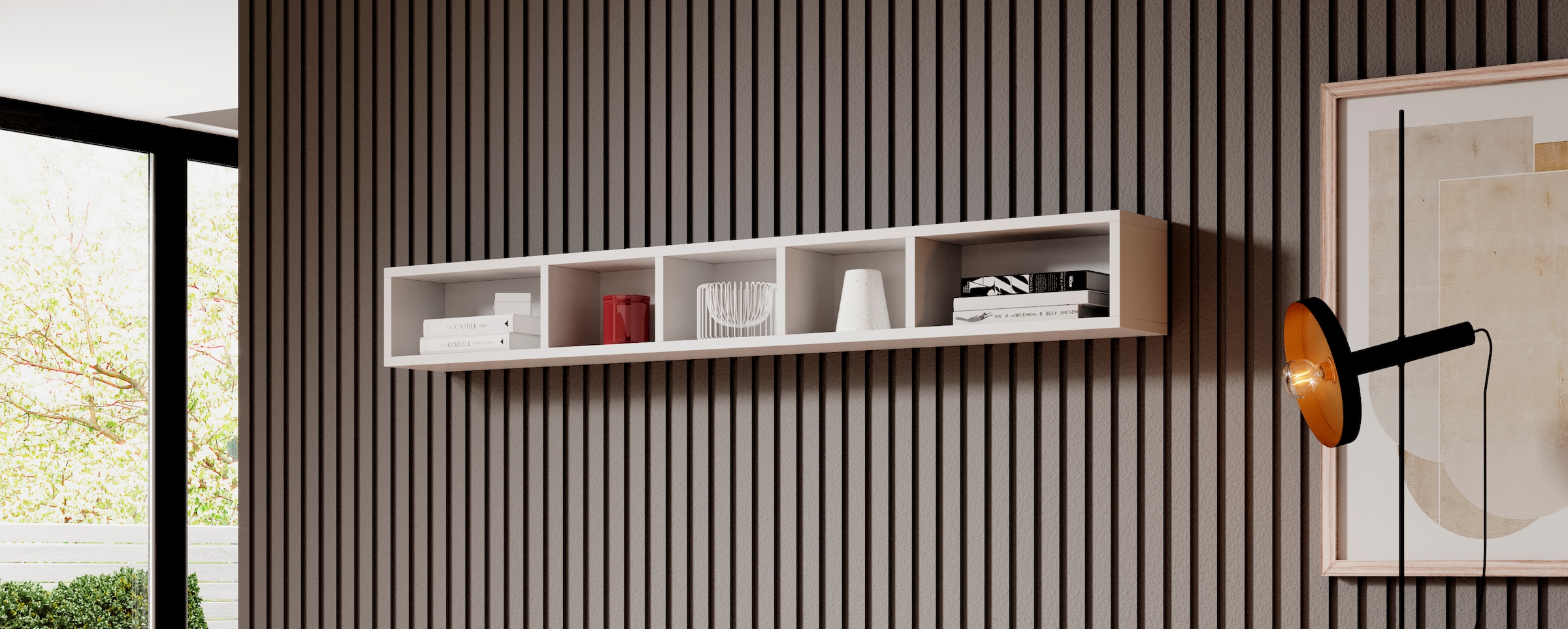 INOSIGN Wohnwand »Toledo,Breite 391cm stilvolle Mediawand ohne Beleuchtung«, (Set, 5 St.), Anbauwand(Vitrine,Lowboard,Highboard,2xHängeregal)MDF Hochglanzfronten