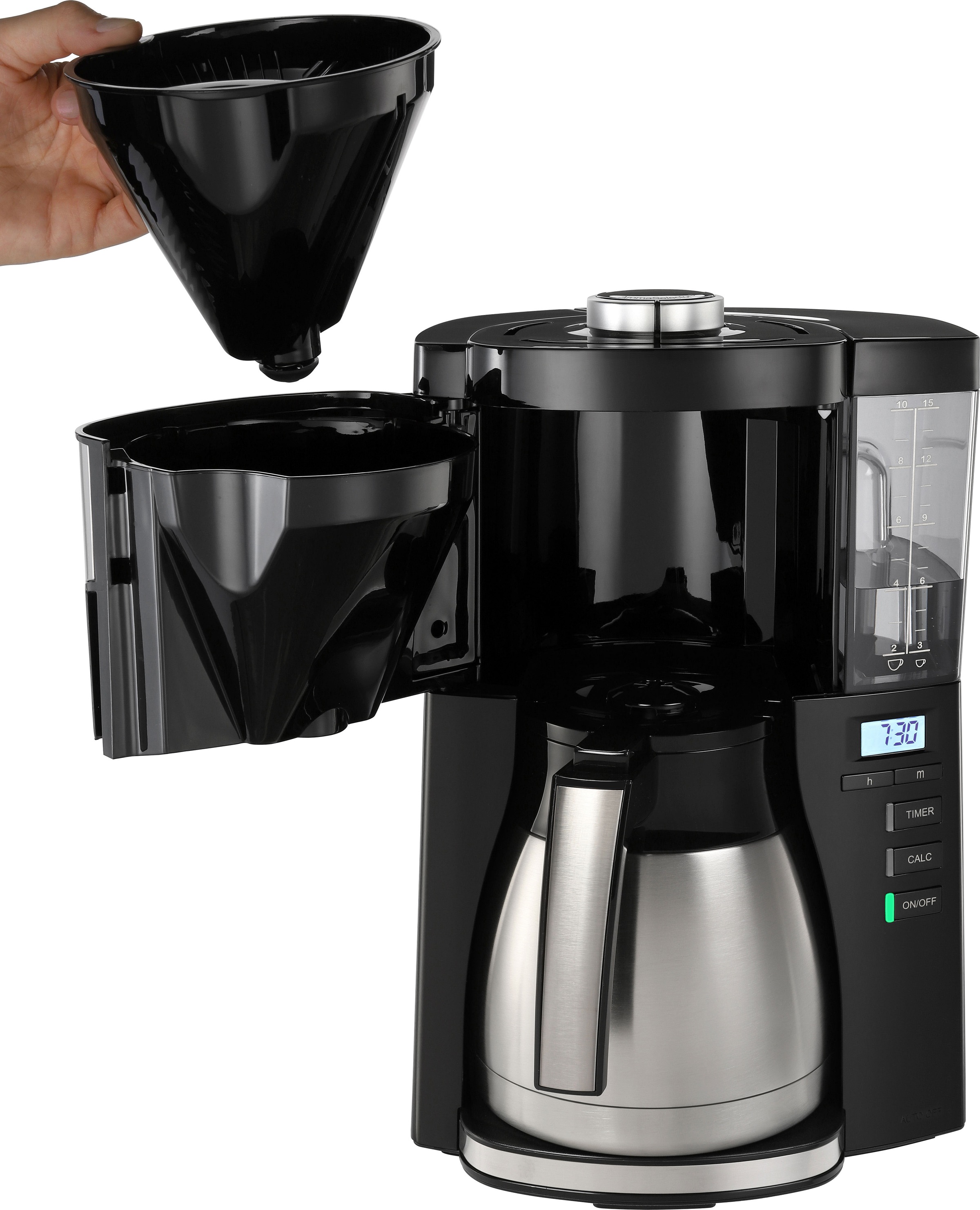 Melitta Filterkaffeemaschine »LOOK® Therm Timer 1025-18 schwarz«, 1,25 l Kaffeekanne, Papierfilter, 1x4