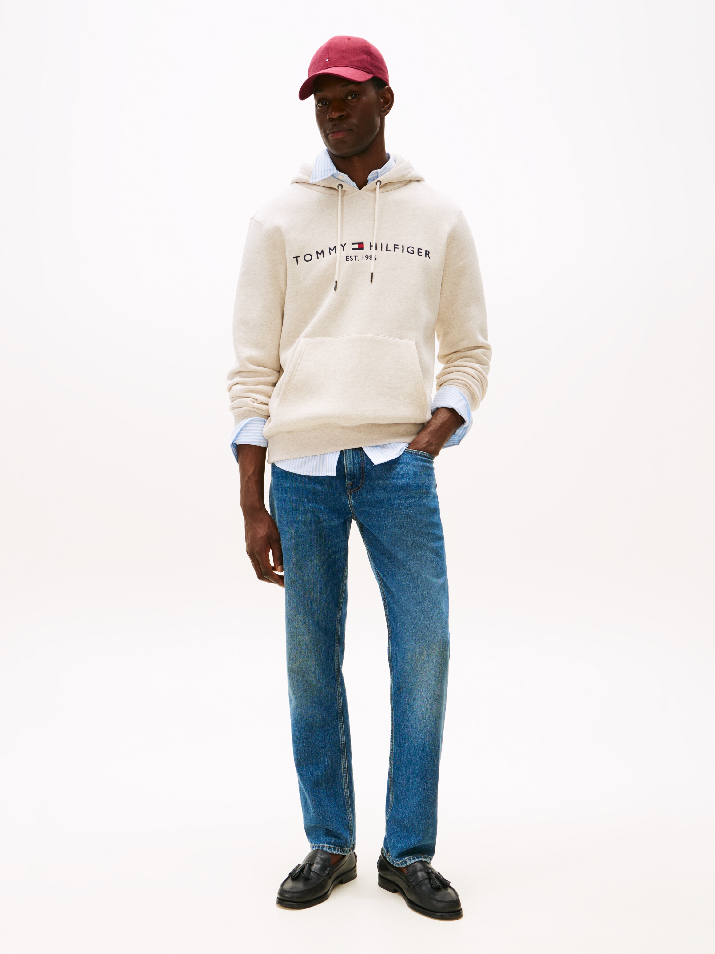 Tommy Hilfiger Kapuzensweatshirt »TOMMY LOGO«, unifarben, casual, regular fit, Baumwollmix, Kapuze
