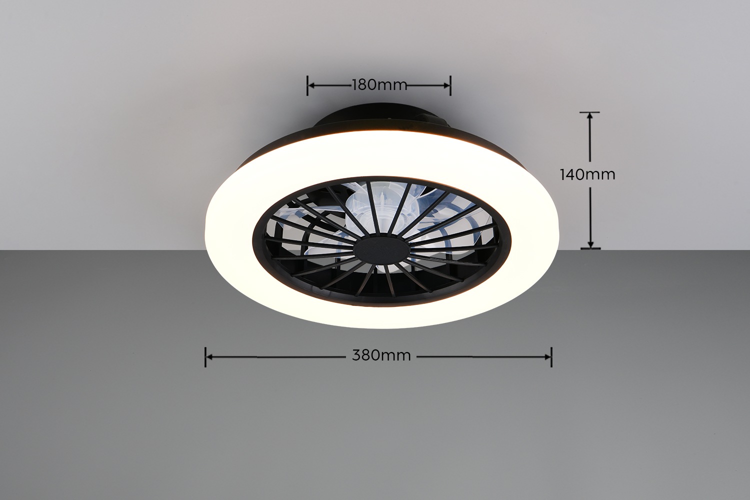 REALITY Leuchten LED Deckenleuchte »ROTSUND, Deckenventilator mit Licht Ø 38cm, inkl Fernbedienung« LED-Board 1 Stk. Farbwechsler | warmweiß - kaltweiß Ventilator mit 5 Stufen, Vor- & Rücklauf, LED mit CCT Timer Nachtlicht