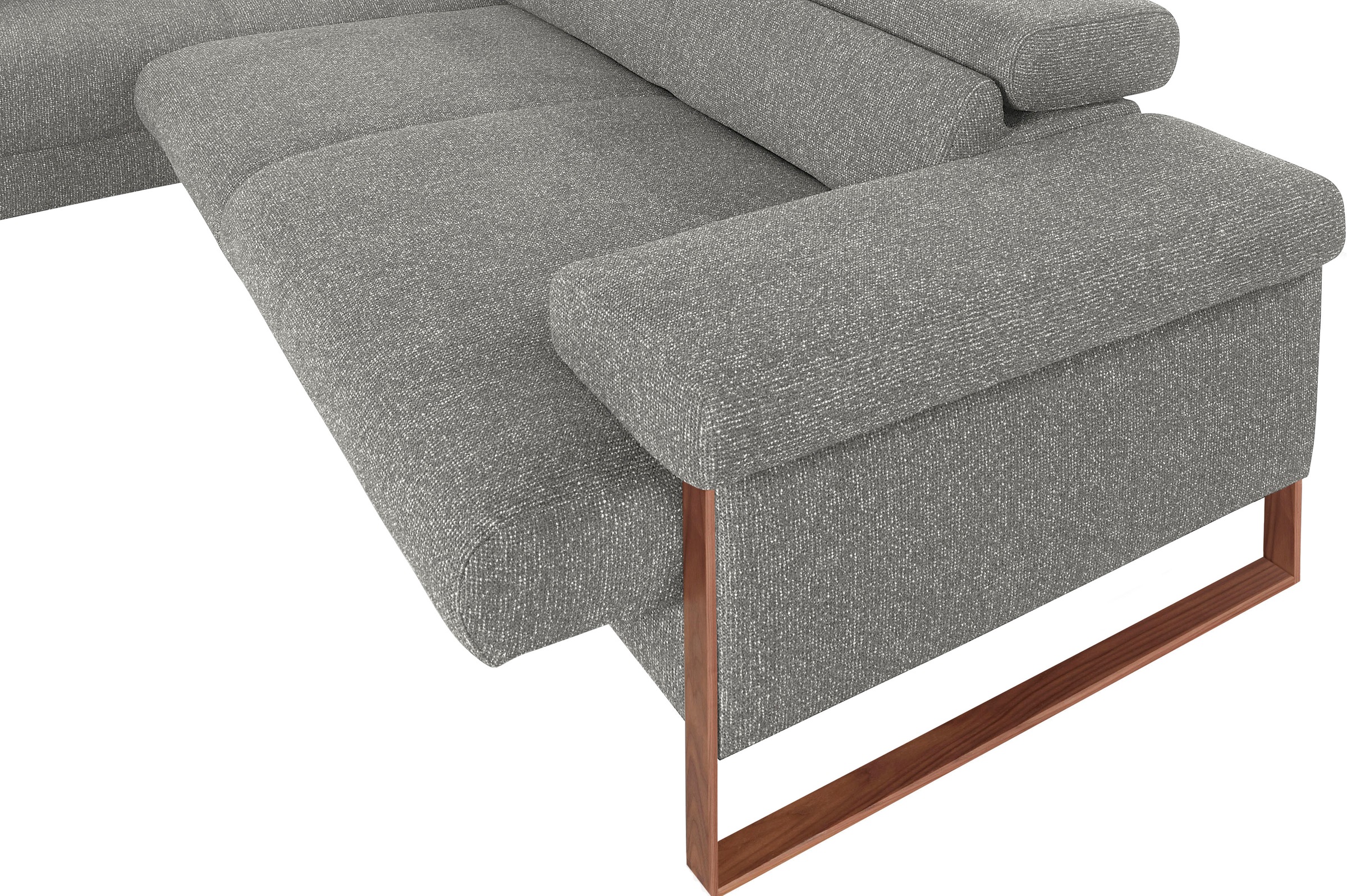 W.SCHILLIG Ecksofa »finn, Designsofa mit tollem Sitzkomfort, bequem, L-Form«, German Design Award 2016, Fußgestell Nussbaum natur, Breite 281 cm