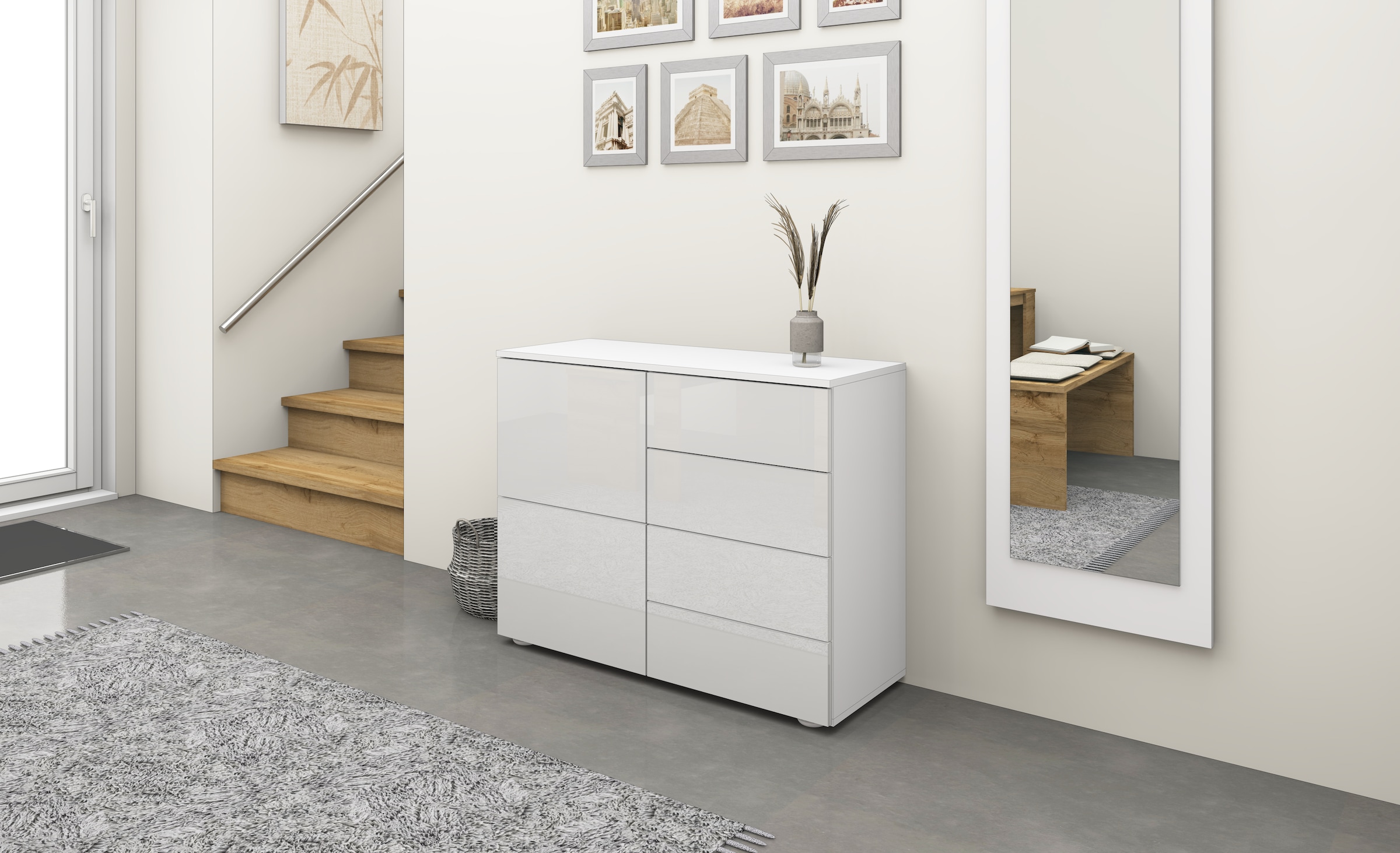 borchardt Möbel Kommode, Drucköffner (Push-To-Open), höhenverstellbare Einlegeböden