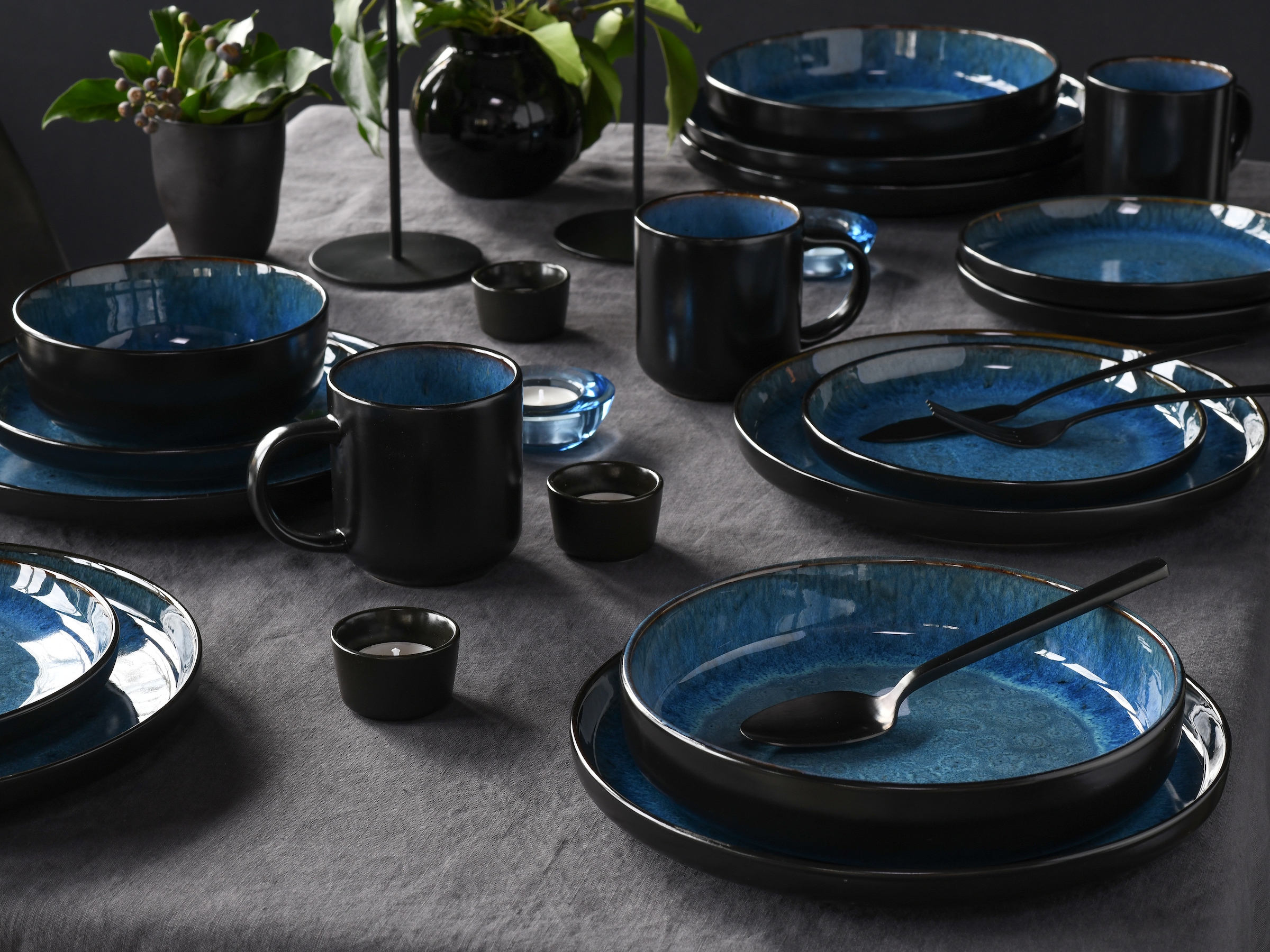 CreaTable Kombiservice »Nordic Fjord«, (Set, 30 tlg.), je 6 Speiseteller, Suppenteller, Dessertteller, Schalen, Kaffeebecher