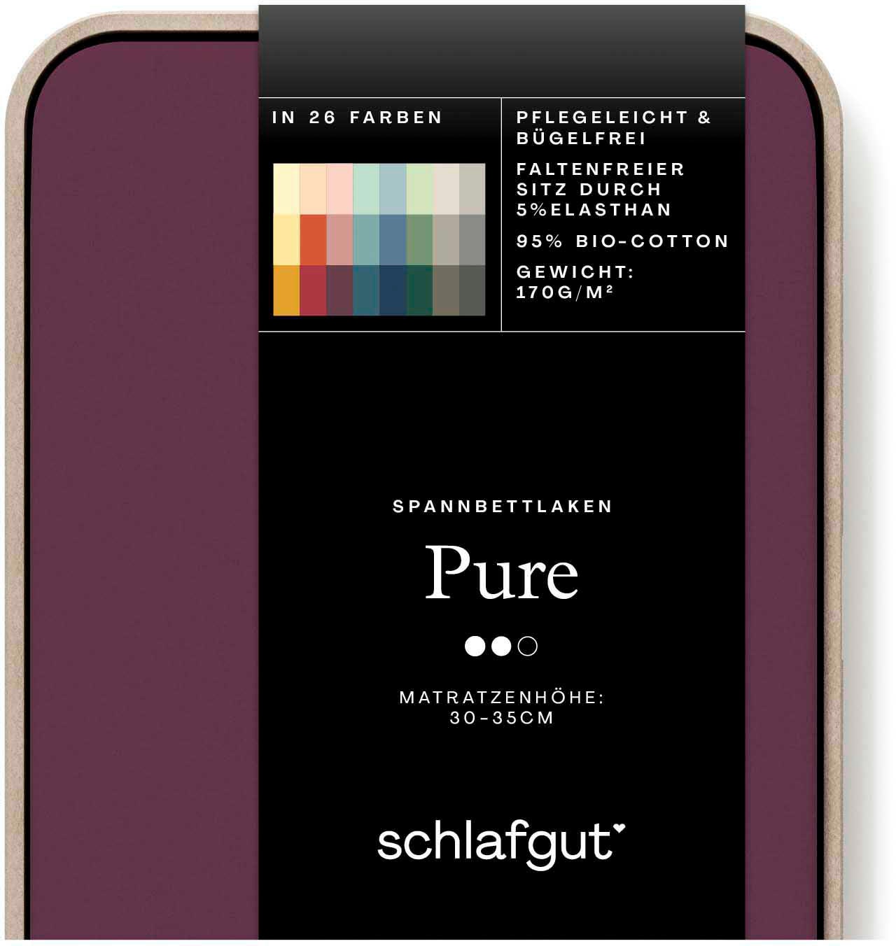 Schlafgut Spannbettlaken »PURE Bio-Baumwolle mit Elasthan, dehnbar blickdicht, straff, Bettlaken«, PREMIUM Laken für Matratzen bis 30cm Höhe, in 90x200, 140x200, 180x200